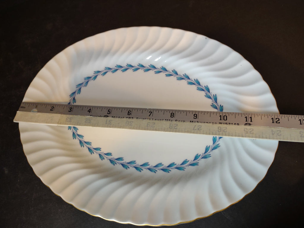 Vintage Minton Bone China Cheviot Blue Serving Platter 12"x9" (lot 5433)