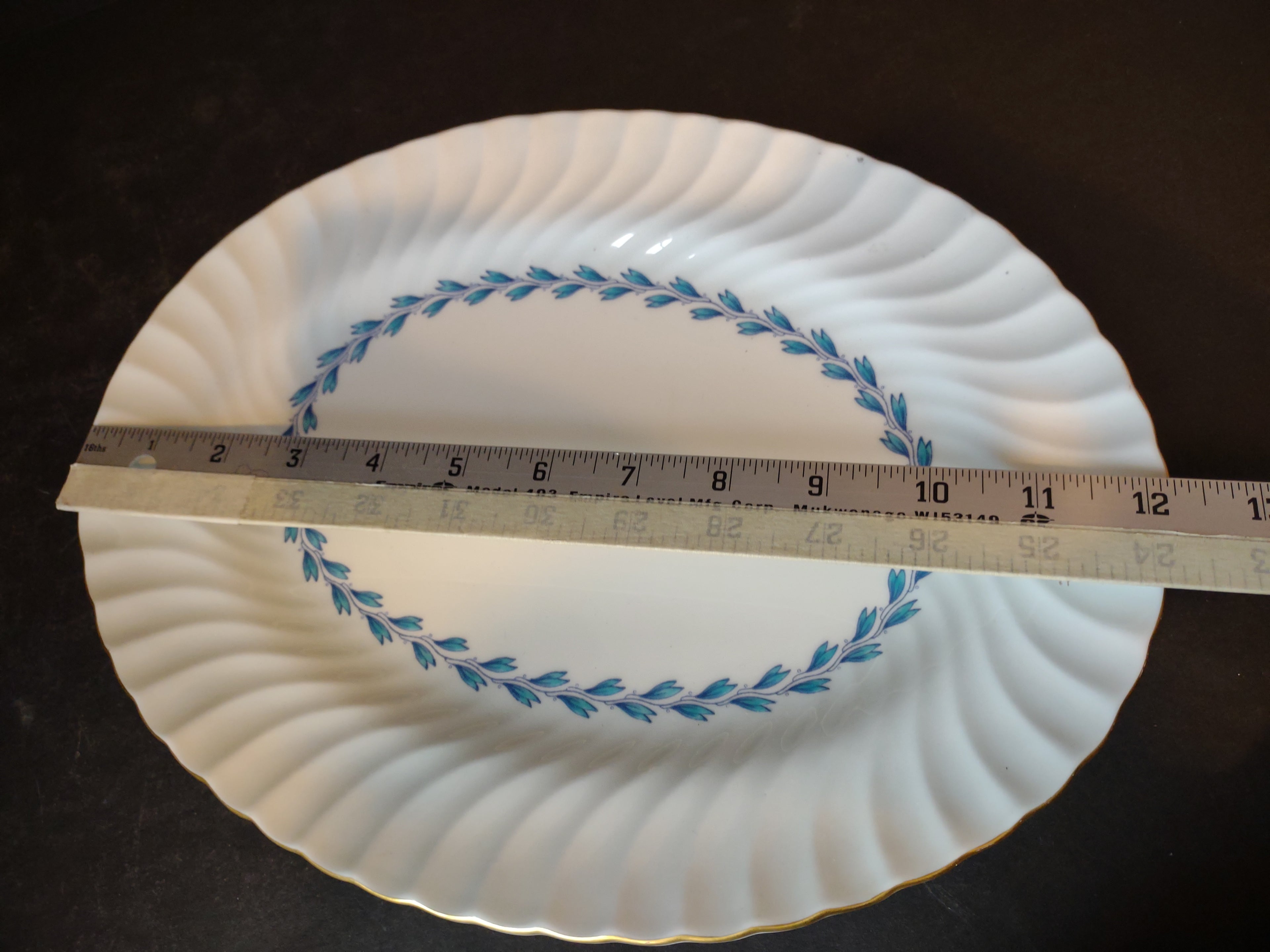 Vintage Minton Bone China Cheviot Blue Serving Platter 12"x9" (lot 5433)