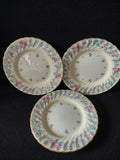 Vintage Minton Printemps Small 6" Plate Bone China Floral Gold x 3 (Lot 5472)