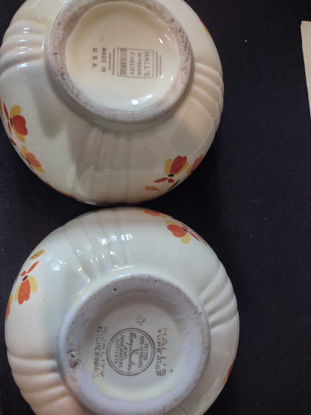 Vintage Halls Superior Autumn Jewel Tea Leaf Mixing Bowls X 2 (lot 2887)
