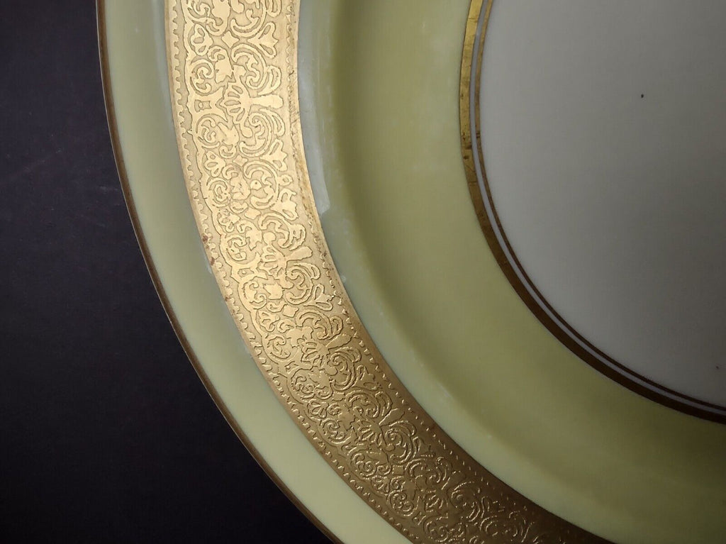 Haviland USA Heavy Ornate Gold Trim Yellow Dinner Charger Plate 10-7/8" (lot 721