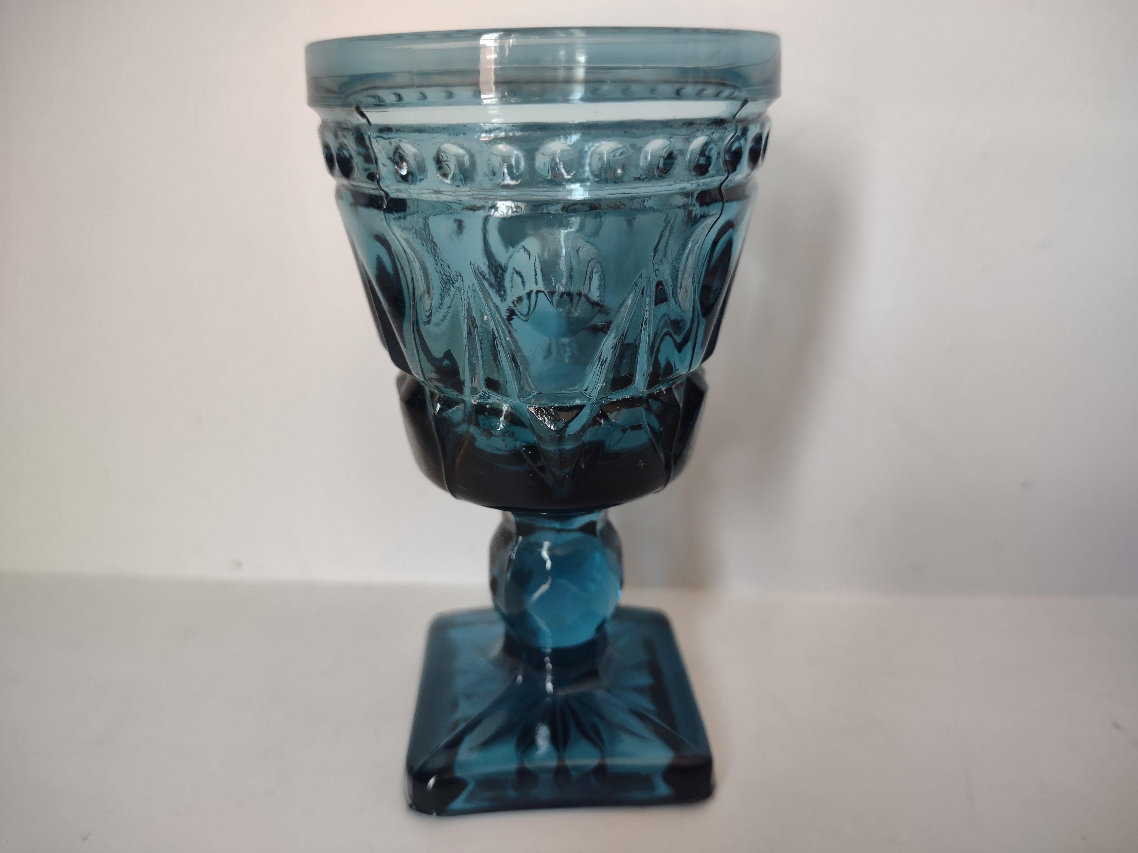 Vintage Indiana Glass Colony Park Lane 3-1/2" Blue Small Glass x 5 (lot 2950c)