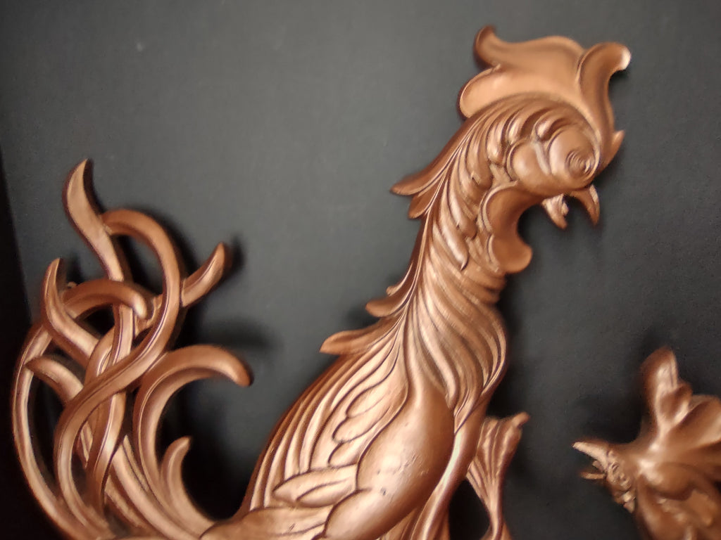 Vintage Syroco Kitchen Cottage Wall Roosters (lot 1771)