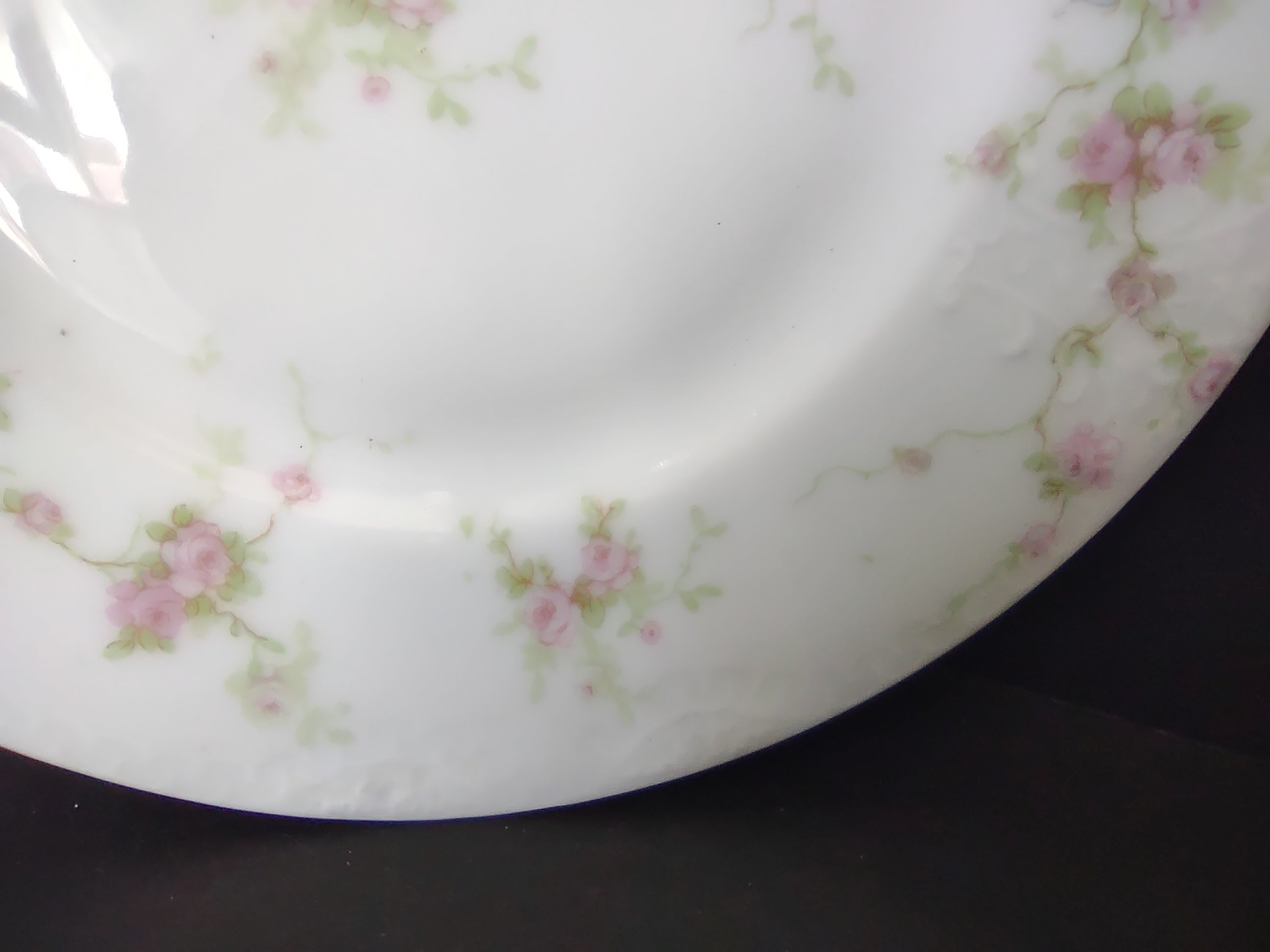 Haviland France Limoges Bread/Butter Plate Marie Blue Ribbon Rose (lot 1110)