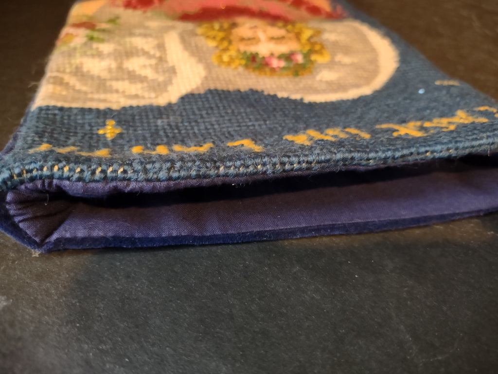 Vintage Wool Needlepoint Peace on Earth Angel Christmas Stocking 16" (lot 3372)