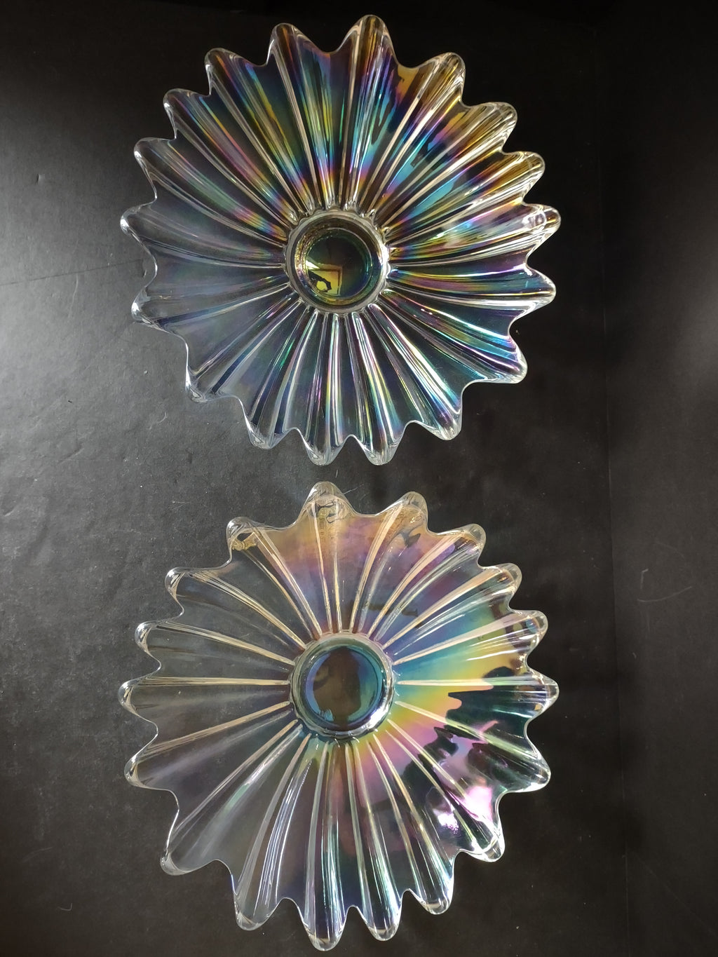Vintage Set Federal Flower Bowl / Dish Carnival iridescent Celestial (lot 2599c)