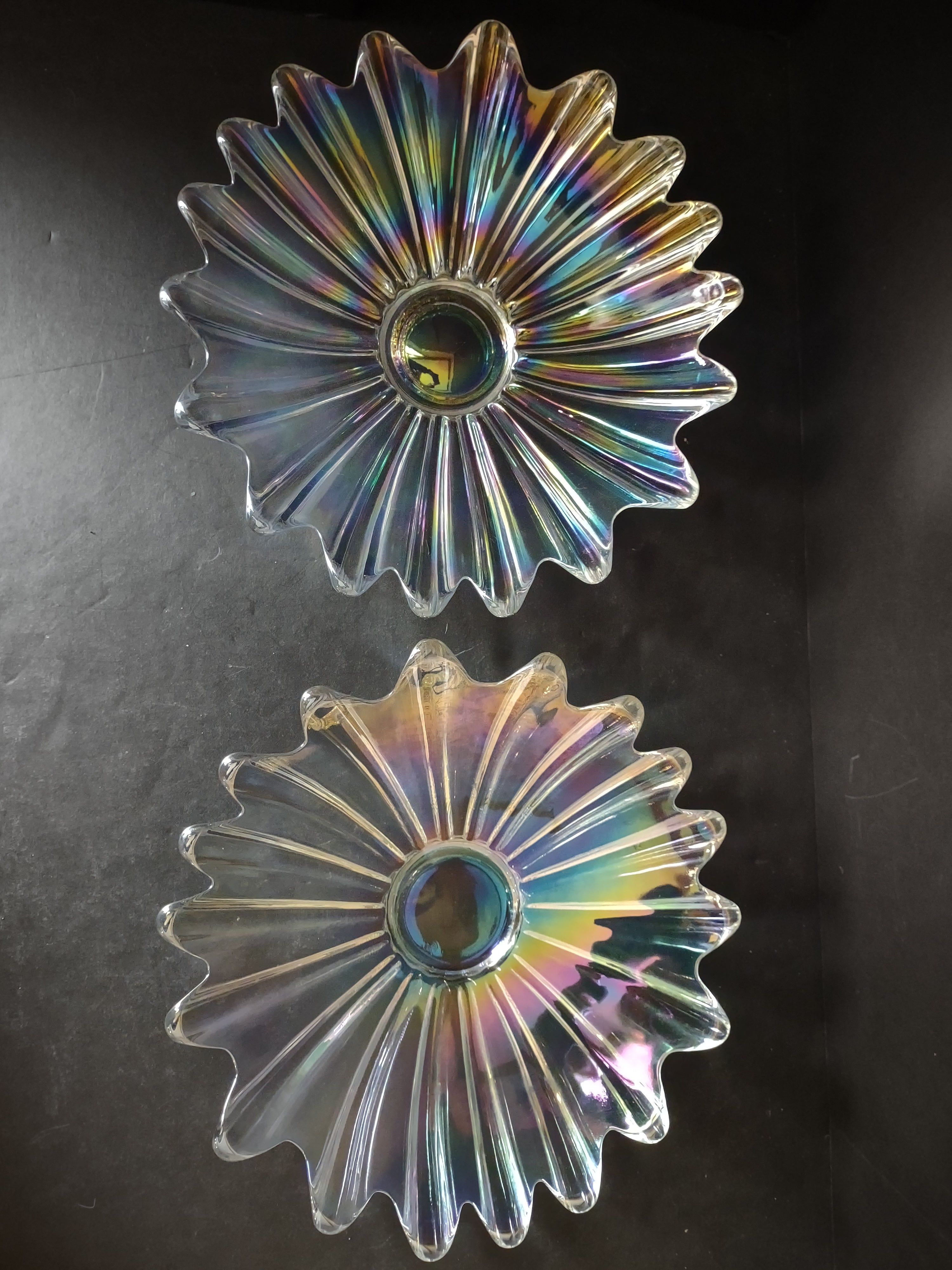 Vintage Set Federal Flower Bowl / Dish Carnival iridescent Celestial (lot 2599c)