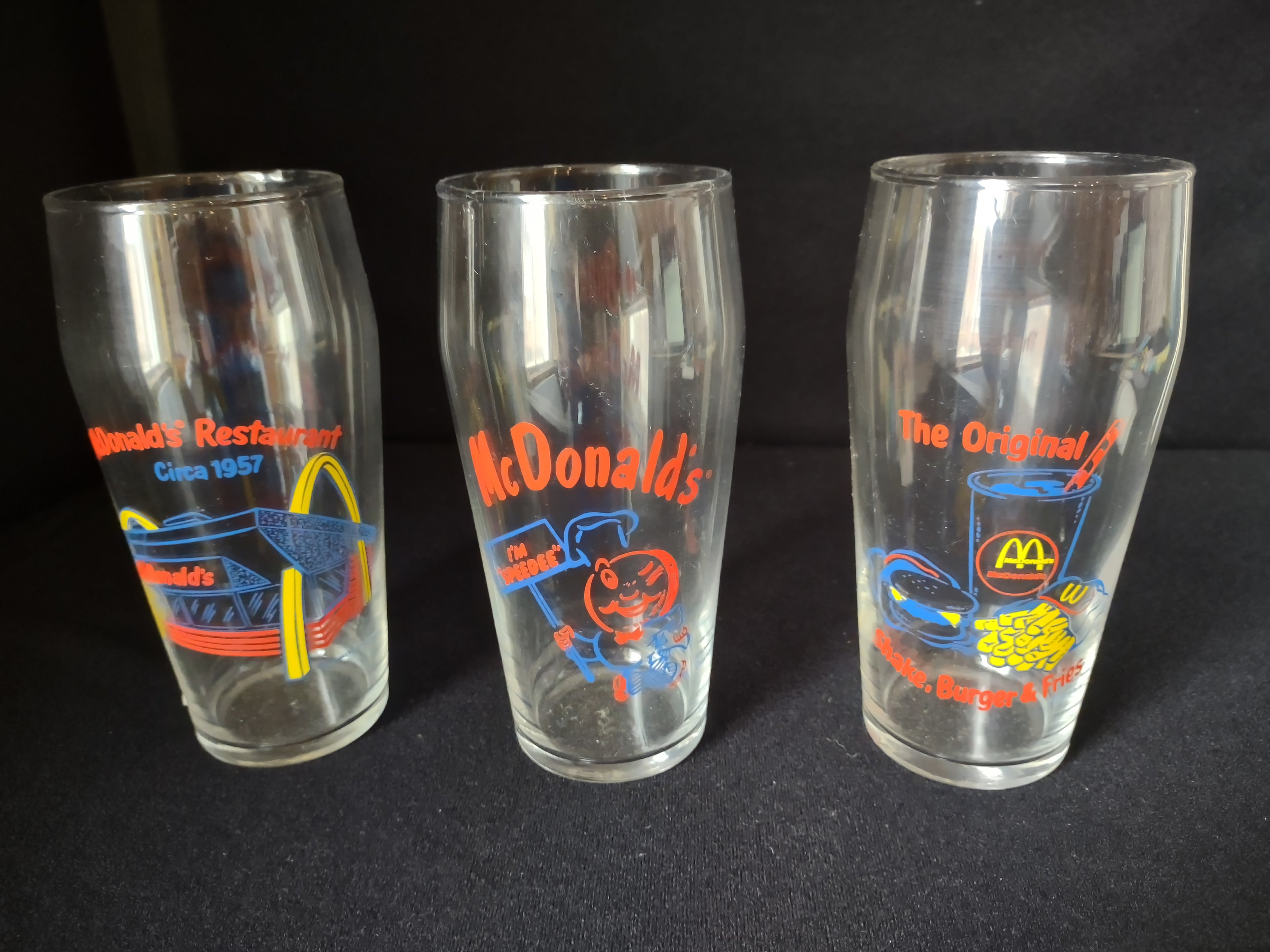 Set of 3 Drinking Glasses McDonalds Advertisement (lot 1543)