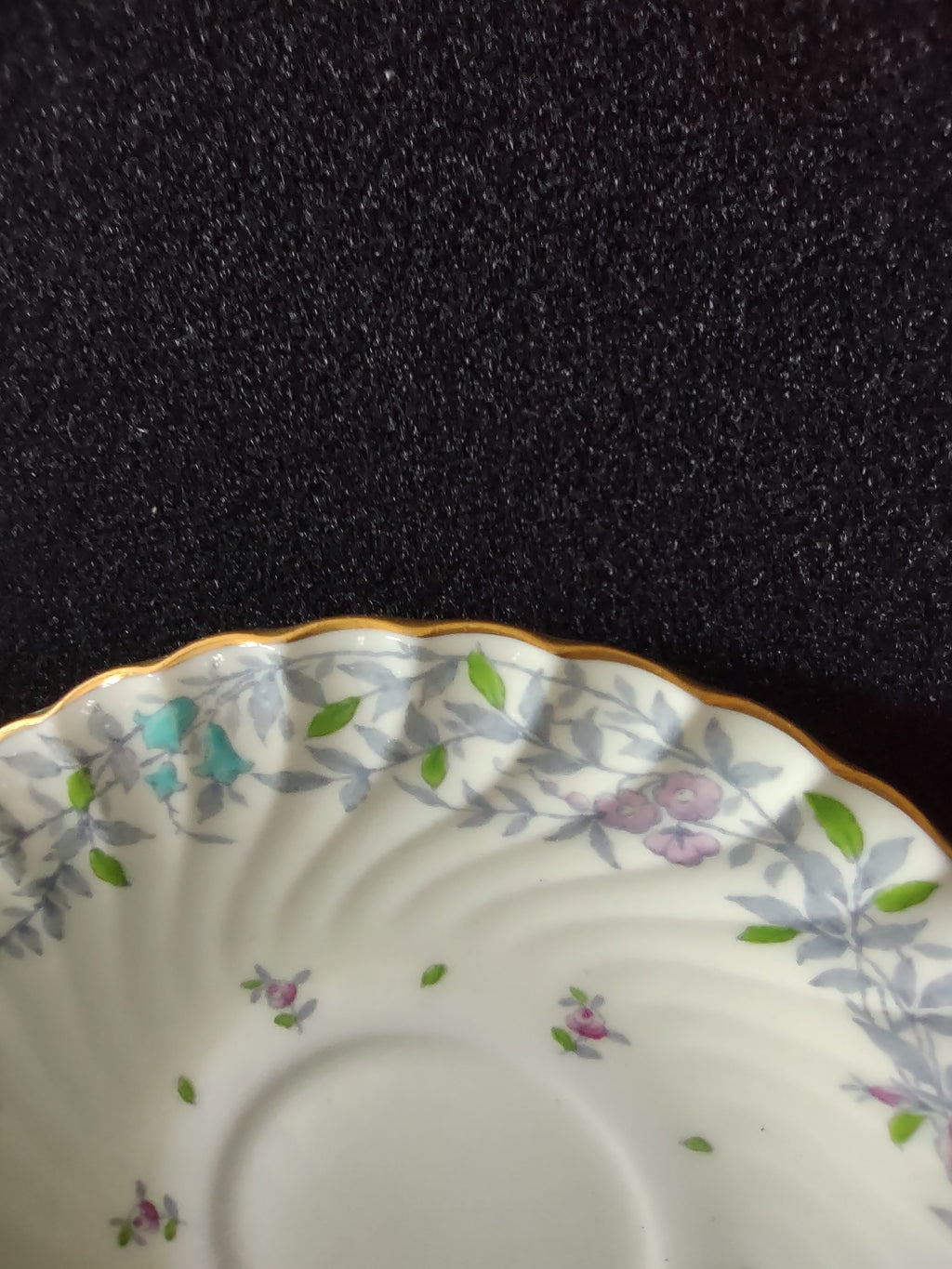 Vintage Minton Printemps Bullion Cup Liner Bone China Floral Gold x2 (Lot 5470)