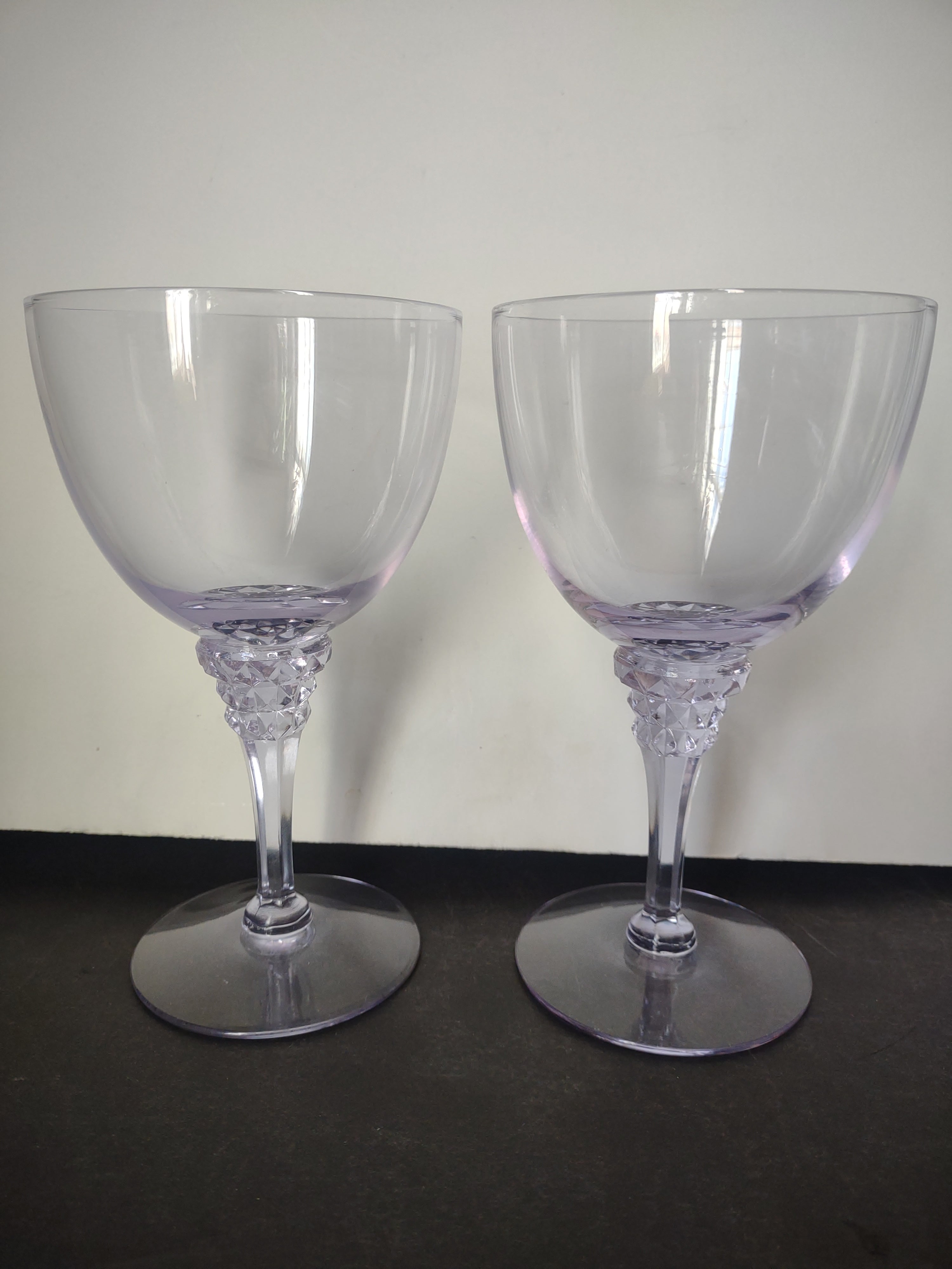 Set of 2 Tiffin Franciscan Twilight Blue Purple Violet 6-1/2" Goblets (lot 2719)