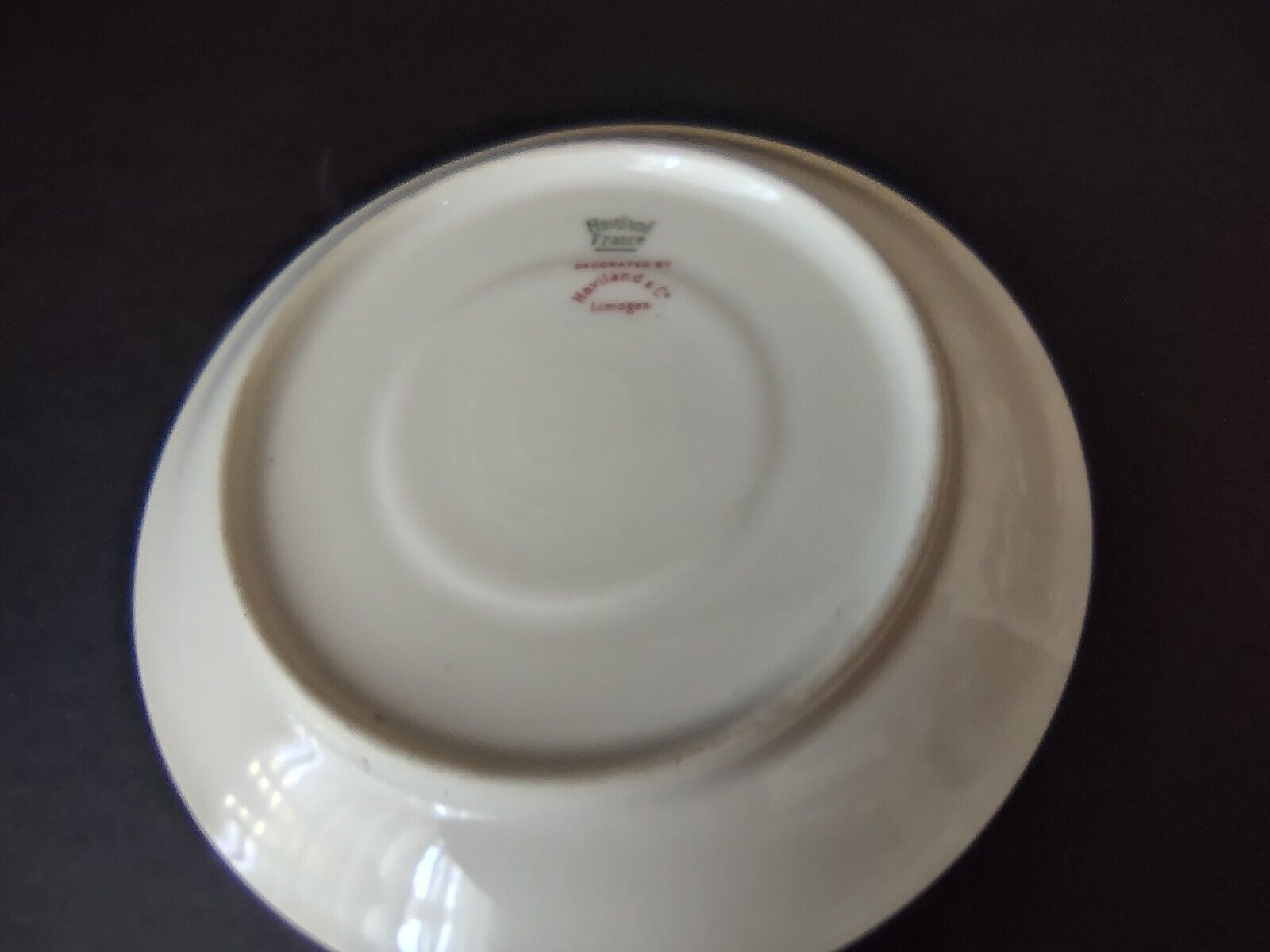 Haviland Limoges Blue Cream Yellow Flower Gold Trim Saucer (lot 728)