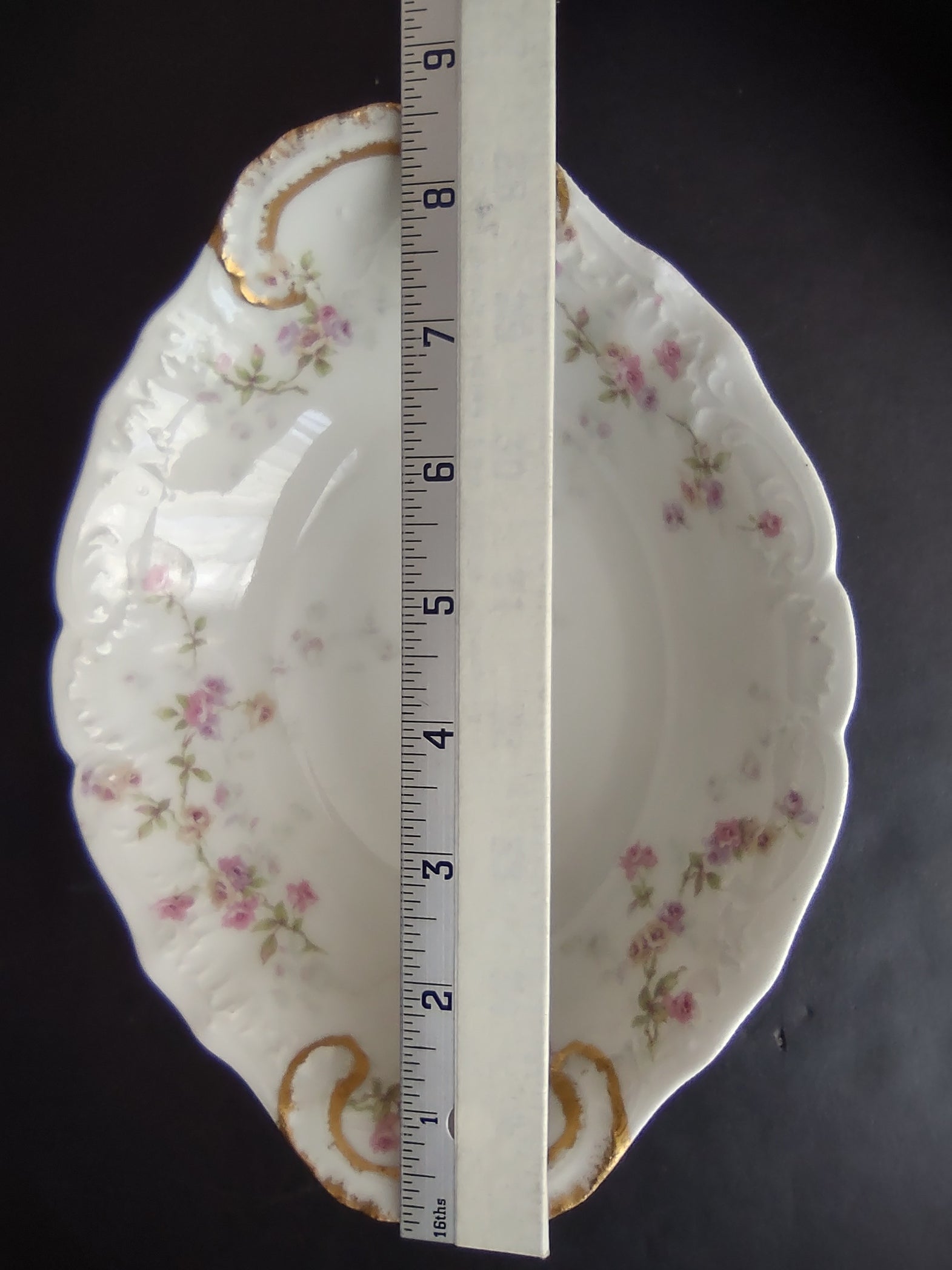 Haviland Limoges Serving Vegetable Bowl Pink Purple Yellow Rose (lot 849)