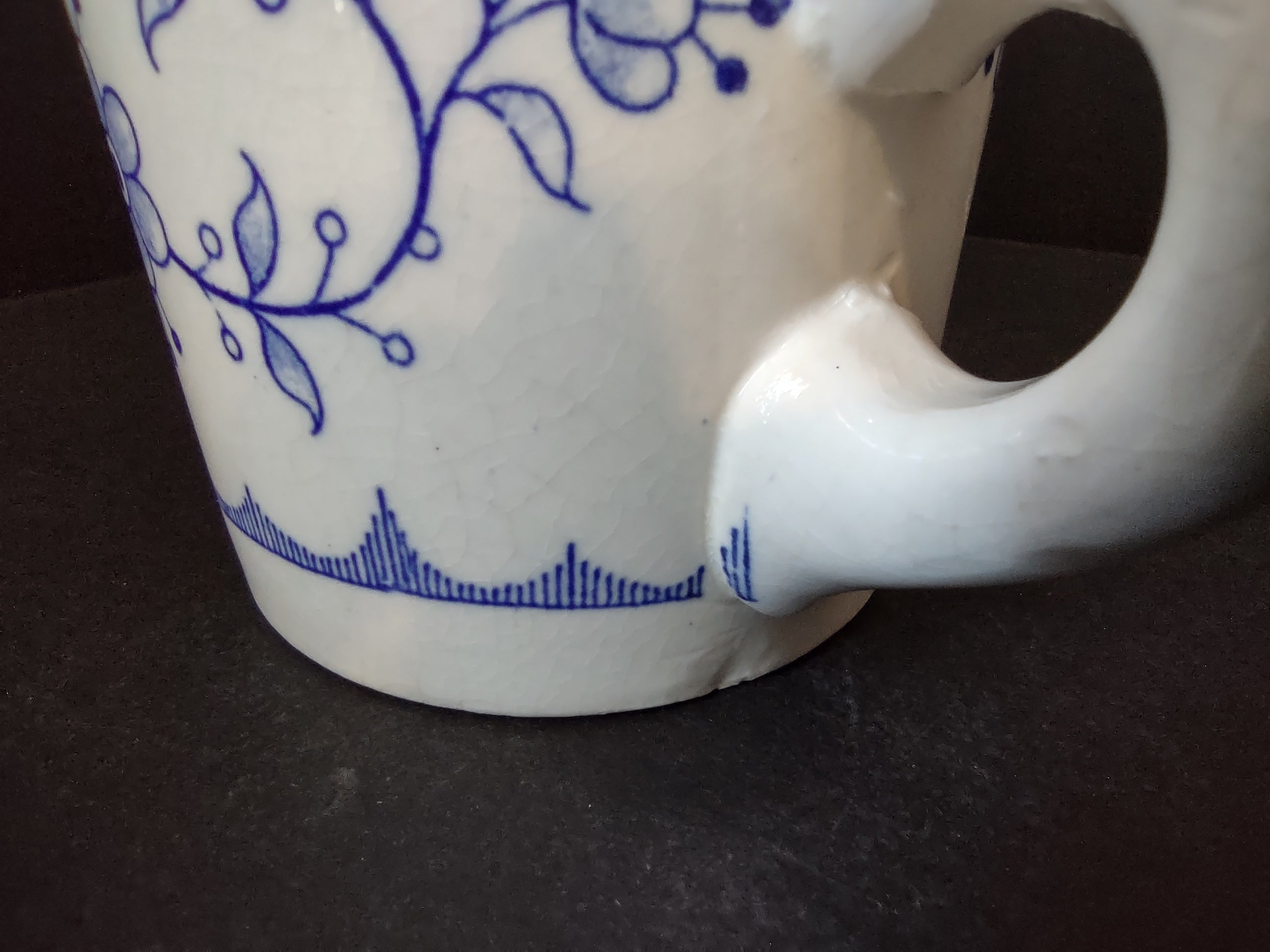 Vintage Viking Stoneware Mug Blue Flower White Farmhouse Cottage (lot 2944t)