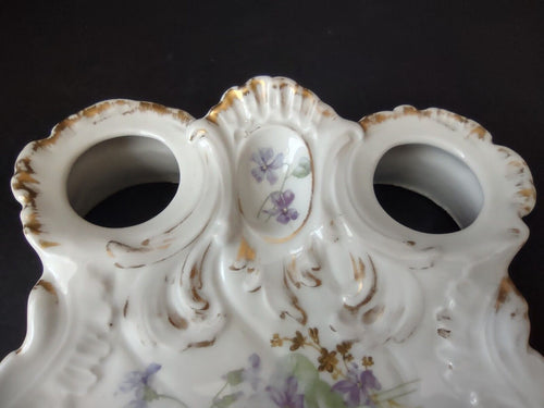 AK CD Limoges France Inkwell Forget me nots Gold Trim (lot 1148)