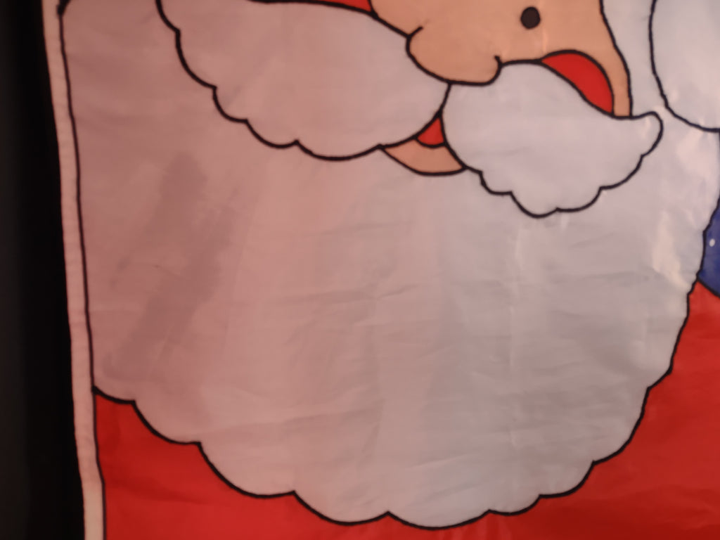 Vintage Double Sided Christmas Avon Santa Nylon Flag 29"x 21" (lot 3384)