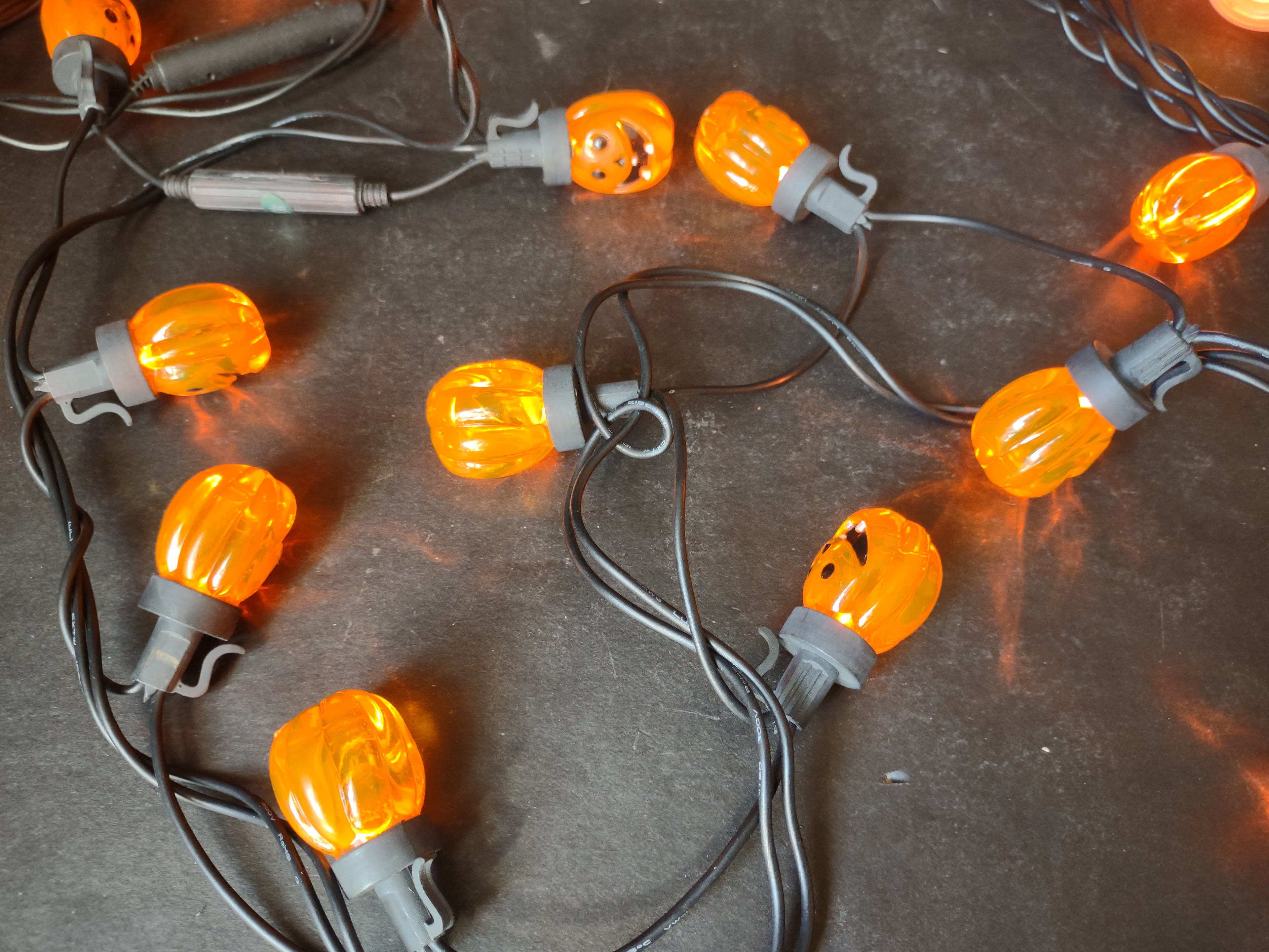 Halloween Lights String x 3 Jack-O-Lantern Pumpkin Orange (lot 3018j)