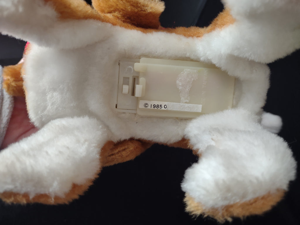 Vintage Christmas Plush Musical Teddy Bear Riding Reindeer Nose Lights Up (lot 2349)