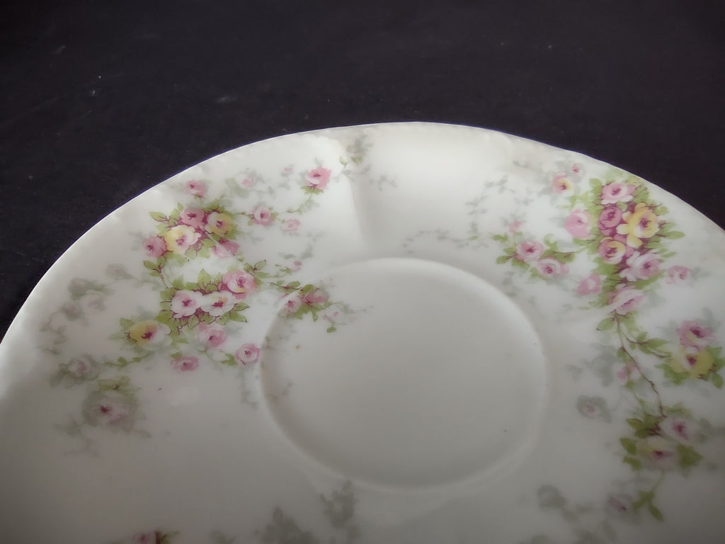 Haviland Limoges 5-1/2" Saucer ONLY Pink Yellow Rose (lot 846)