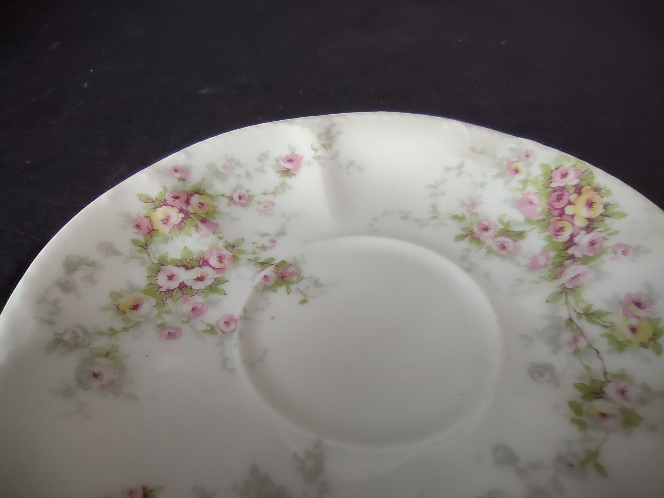 Haviland Limoges 5-1/2" Saucer ONLY Pink Yellow Rose (lot 846)