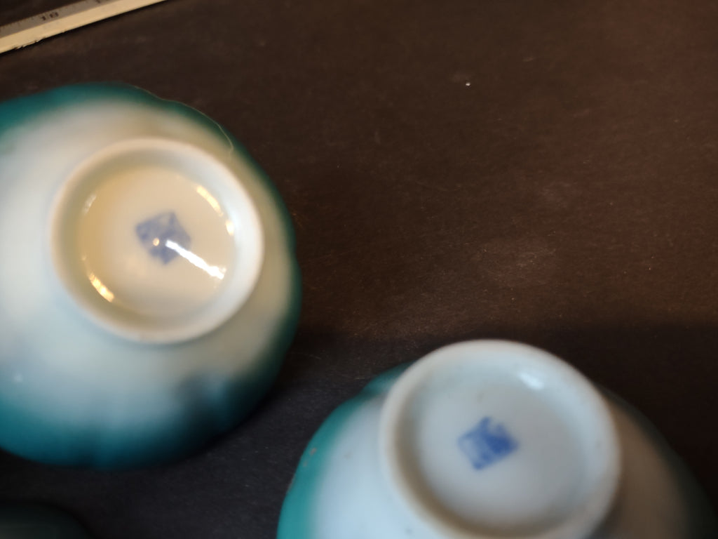 Vintage Chinese Ceramic Condiment Dish x 3 Green White (lot 5355)