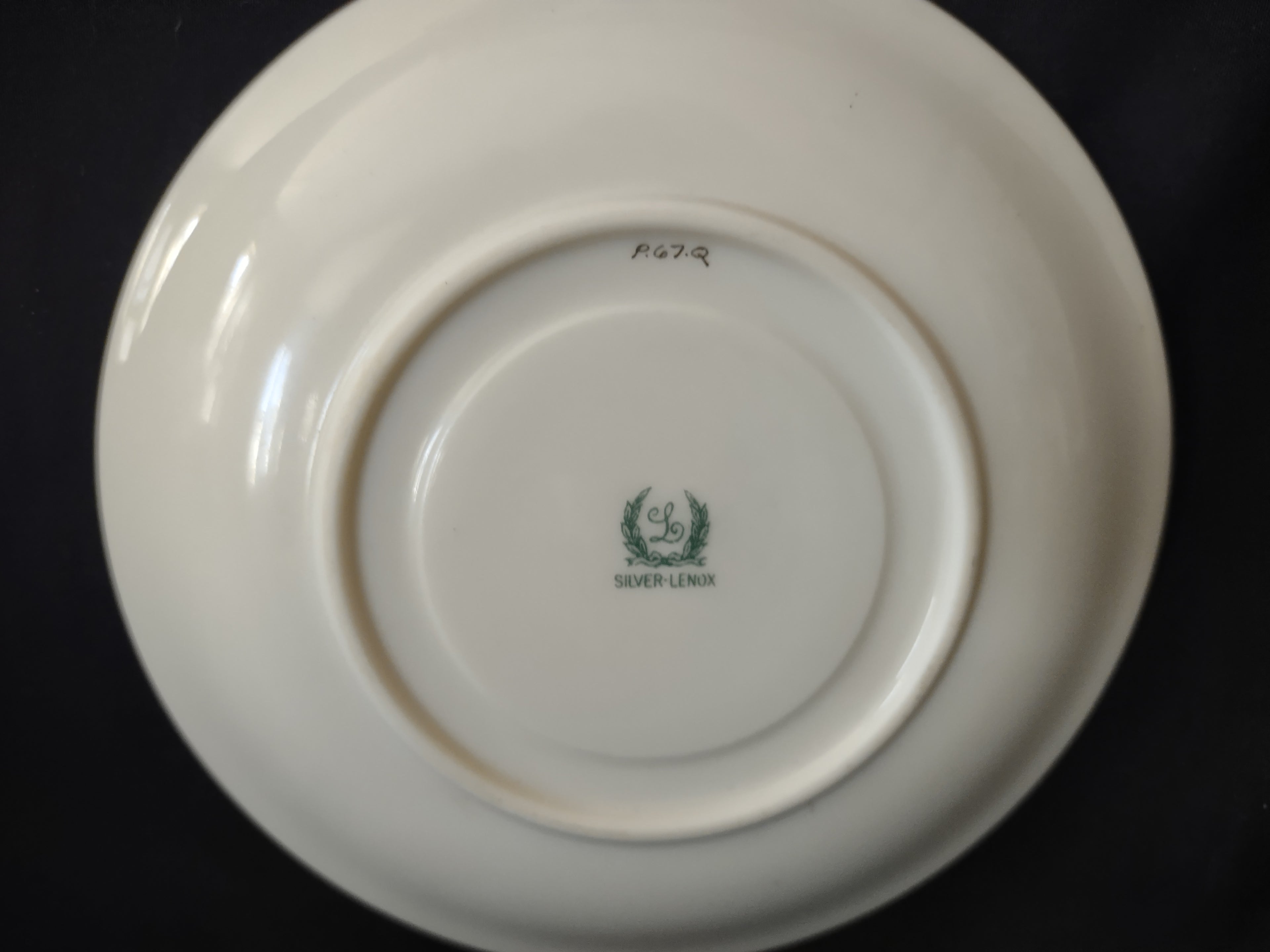 Vintage Lenox Silver Rimmed Saucer 5-3/4" Green Stamp (lot 1993)