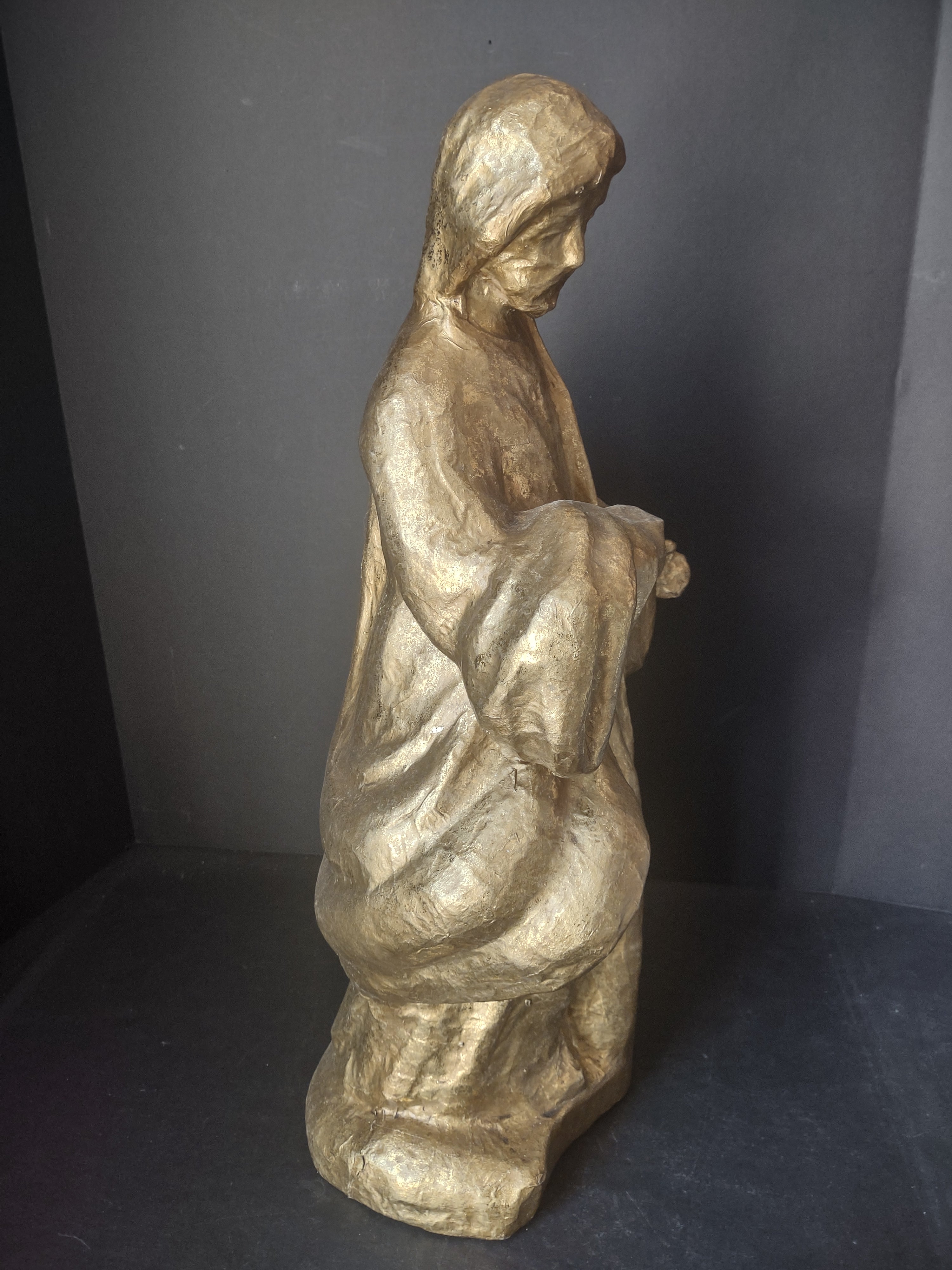 Christmas Paper Mache Shepard Nativity Golden Color 22" (lot 2184)