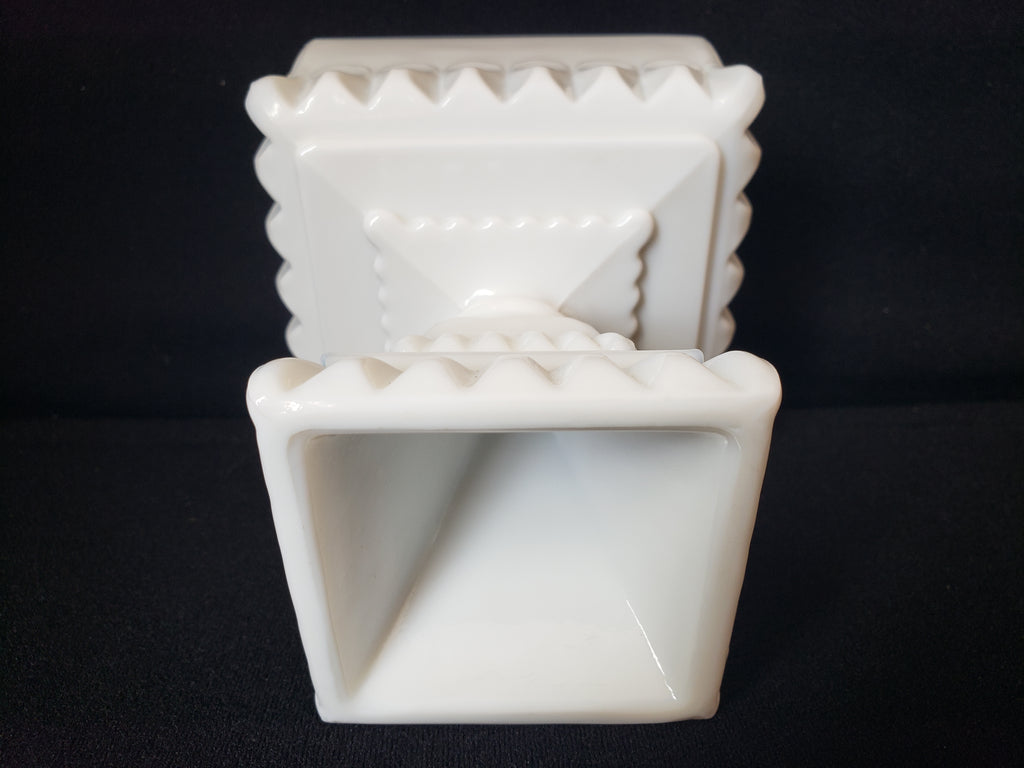 Vintage Milk Glass Footed Square Dish (lot 2218)