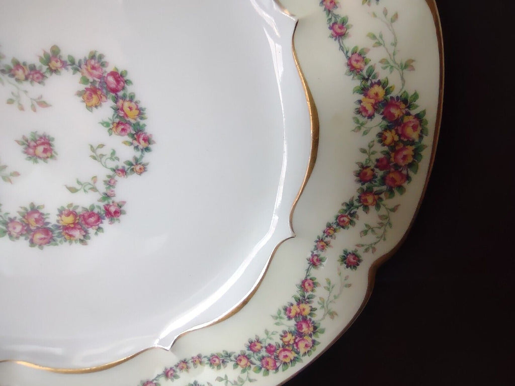 Haviland Limoges Red Rose Garland Cream Dinner Plate 9-3/4" (lot 356)