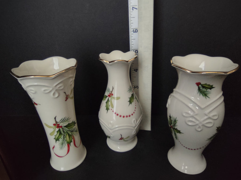 Vintage 2 x Lenox Mini Holley Jewelry Box Small Vase x 3 (1210)