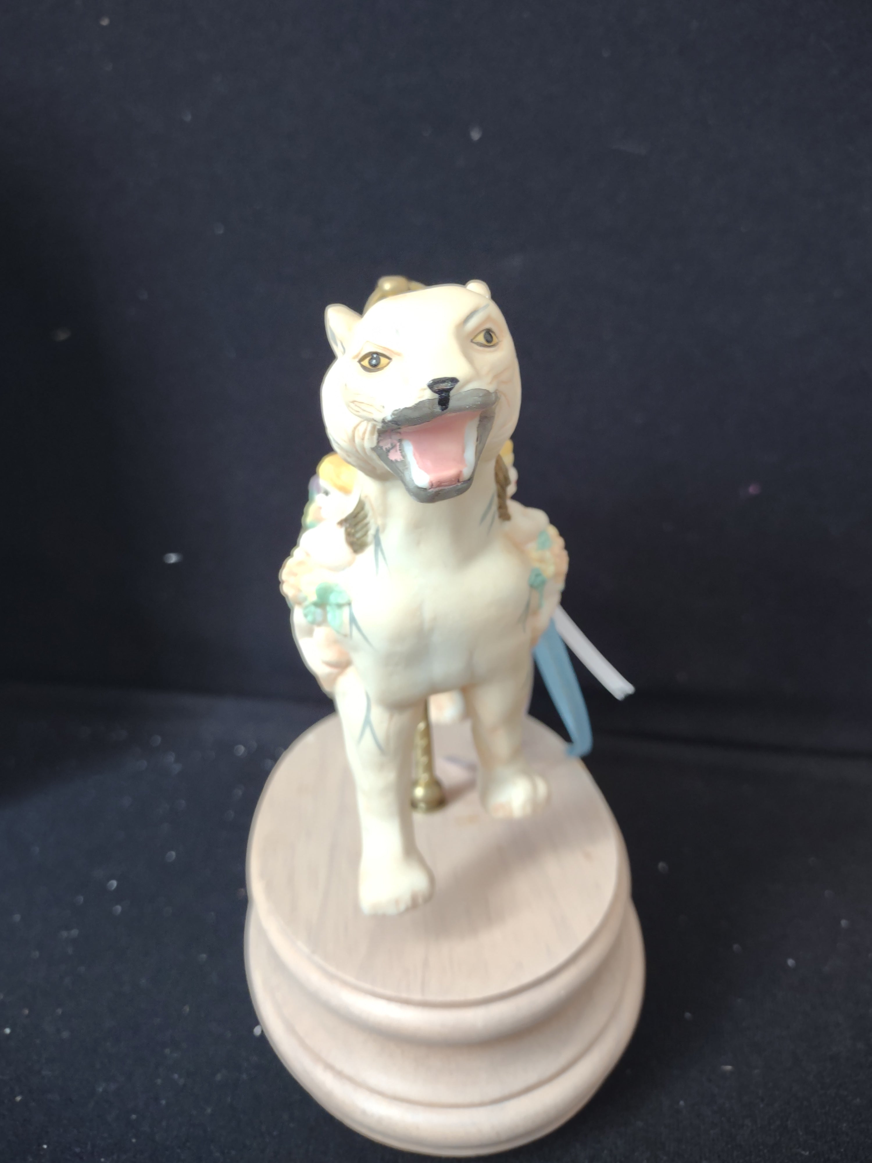 Vintage Christmas Musical Animal Carousel Plays Waltz Hand Painted Porcelain (lot 2380)