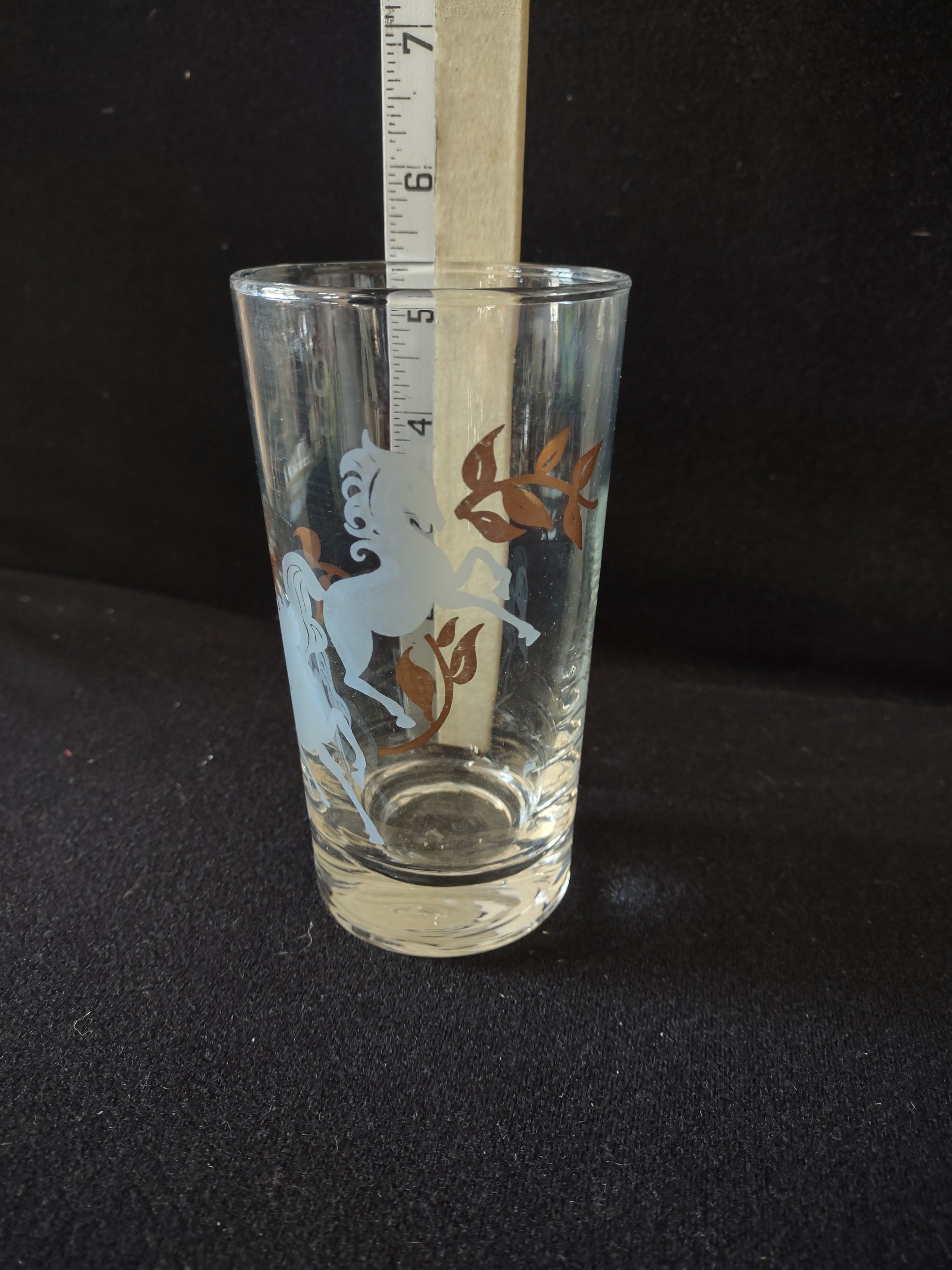 Vintage MCM Libbey Prancing Colt Horses Glass Tumblers x 4 (lot 5164)