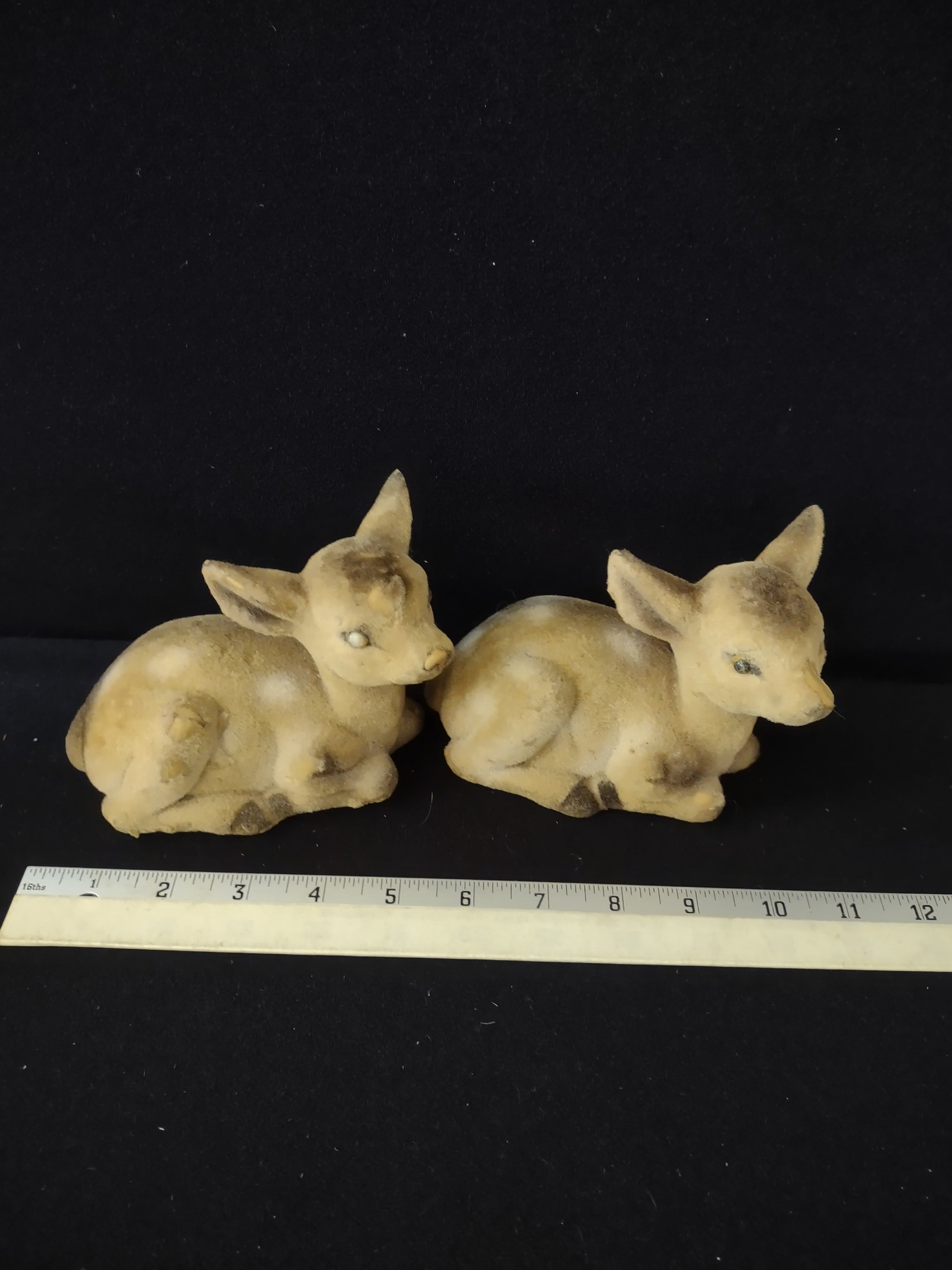 Vintage Flocked Racoon Deer Squirrel Figurines IMPERFECT (lot 3036)