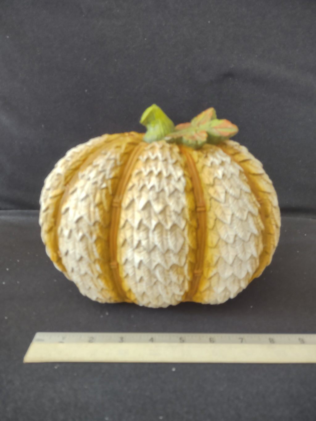 Thanksgiving/Halloween/Harvest Polyresin Pumpkins X 3 (Lot 3125)