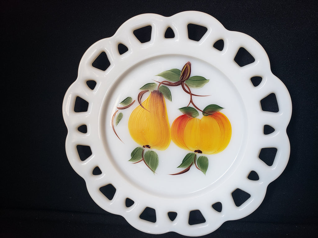 Vintage Westmoreland Apple Pear Motif Milk Glass Wall Plate (lot 2189)