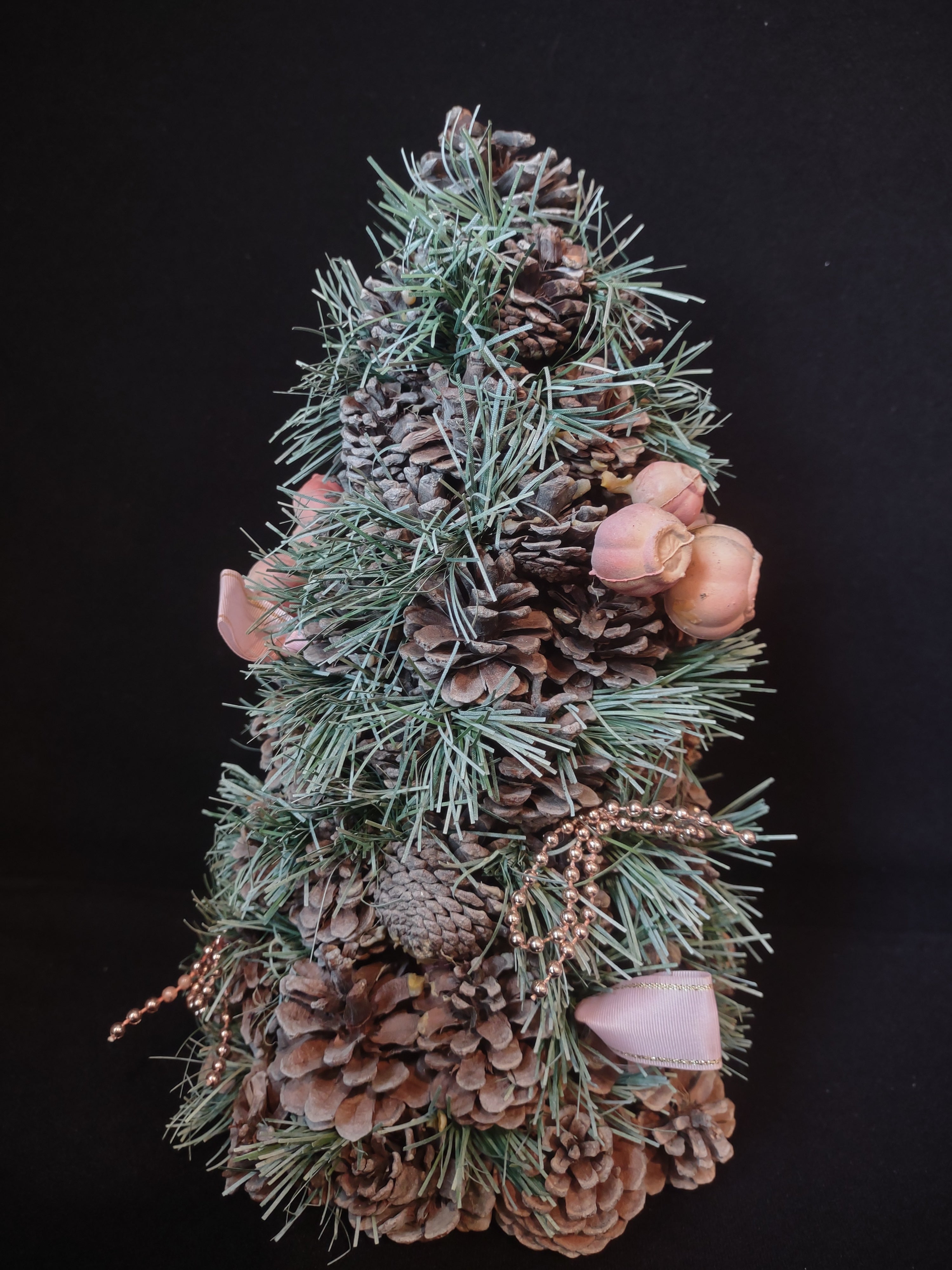 Mini Christmas Tree 12" Victorian Pink Pine Cone (lot 1686)