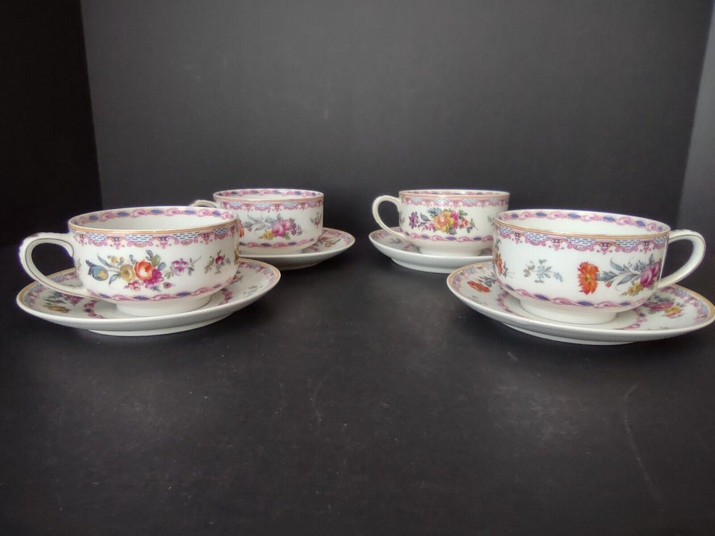 GDA Limoges France Wright Tyndale Van Roden 4 x Teacup & Saucer Pink (lot 739)