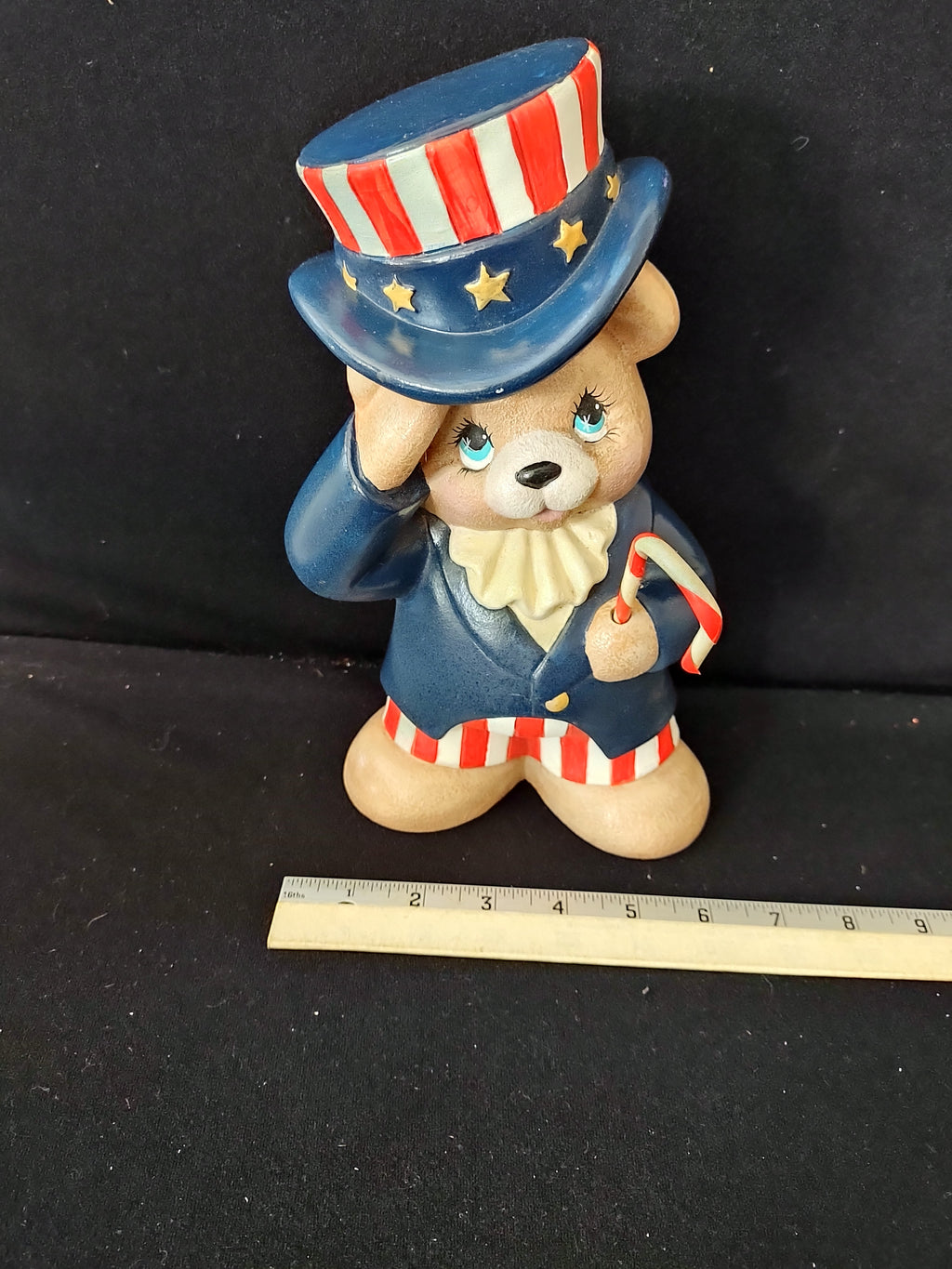 Vintage All American Christmas Ceramic Bear Candy Cane (Lot 3895)