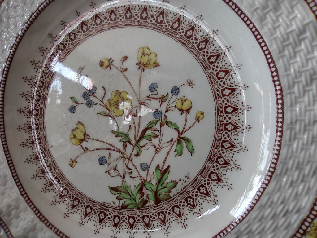 Vintage Spode Buttercup 7-3/4" Plate Countryside Ironstone CRAZING (lot 5744)