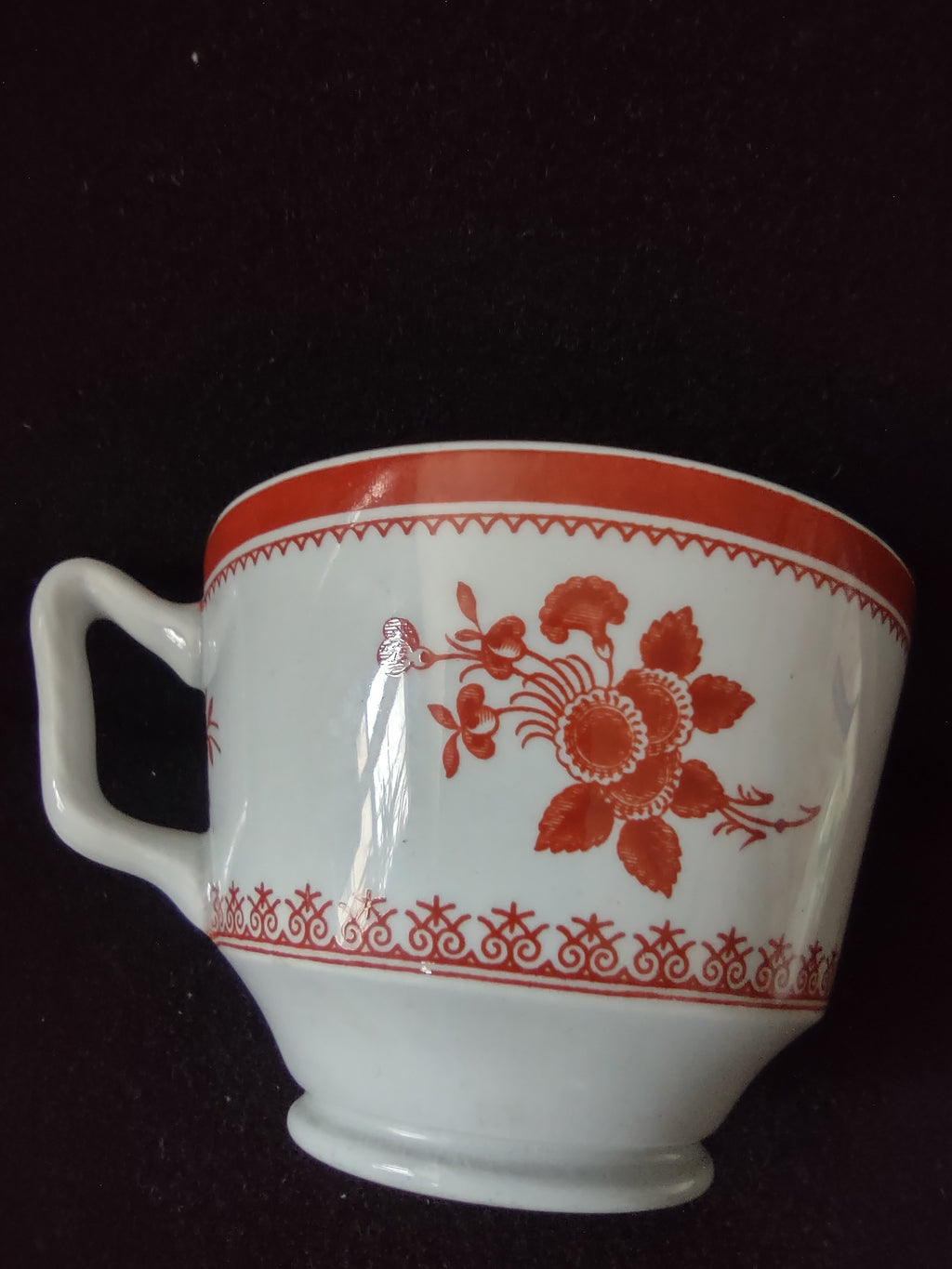 Vintage Spode Teacup Saucer Gloucester Red Fine Stone Countryside (Lot 5793)