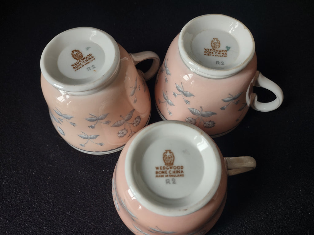 Wedgwood Pimpernel Pink Set of 3 Teacup ONLY Brown Stamp (lot 2767)