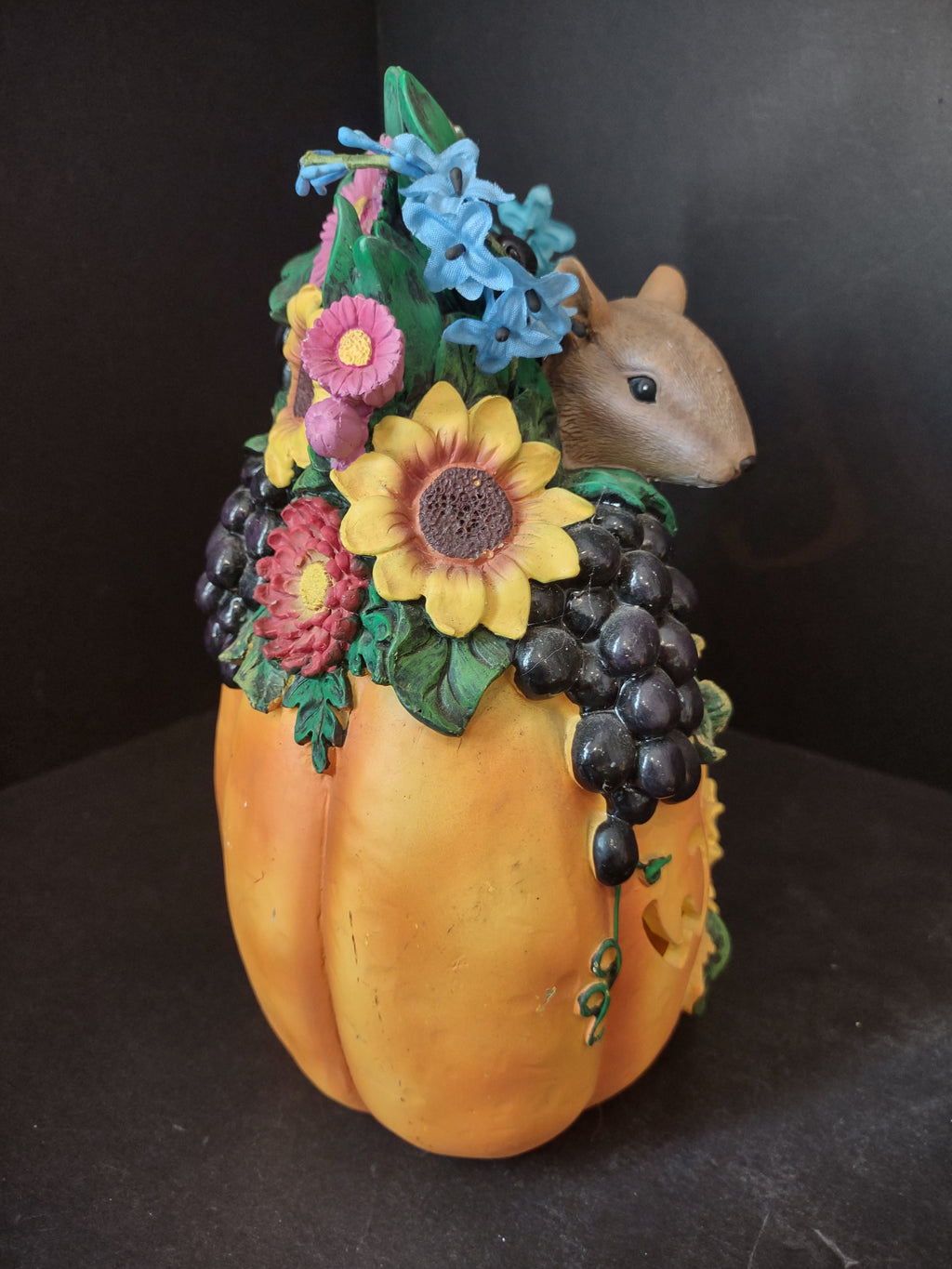 Fall Halloween Ceramic Welcome Sign Pumpkin Squirrel 9" Light Up (lot 2976j)