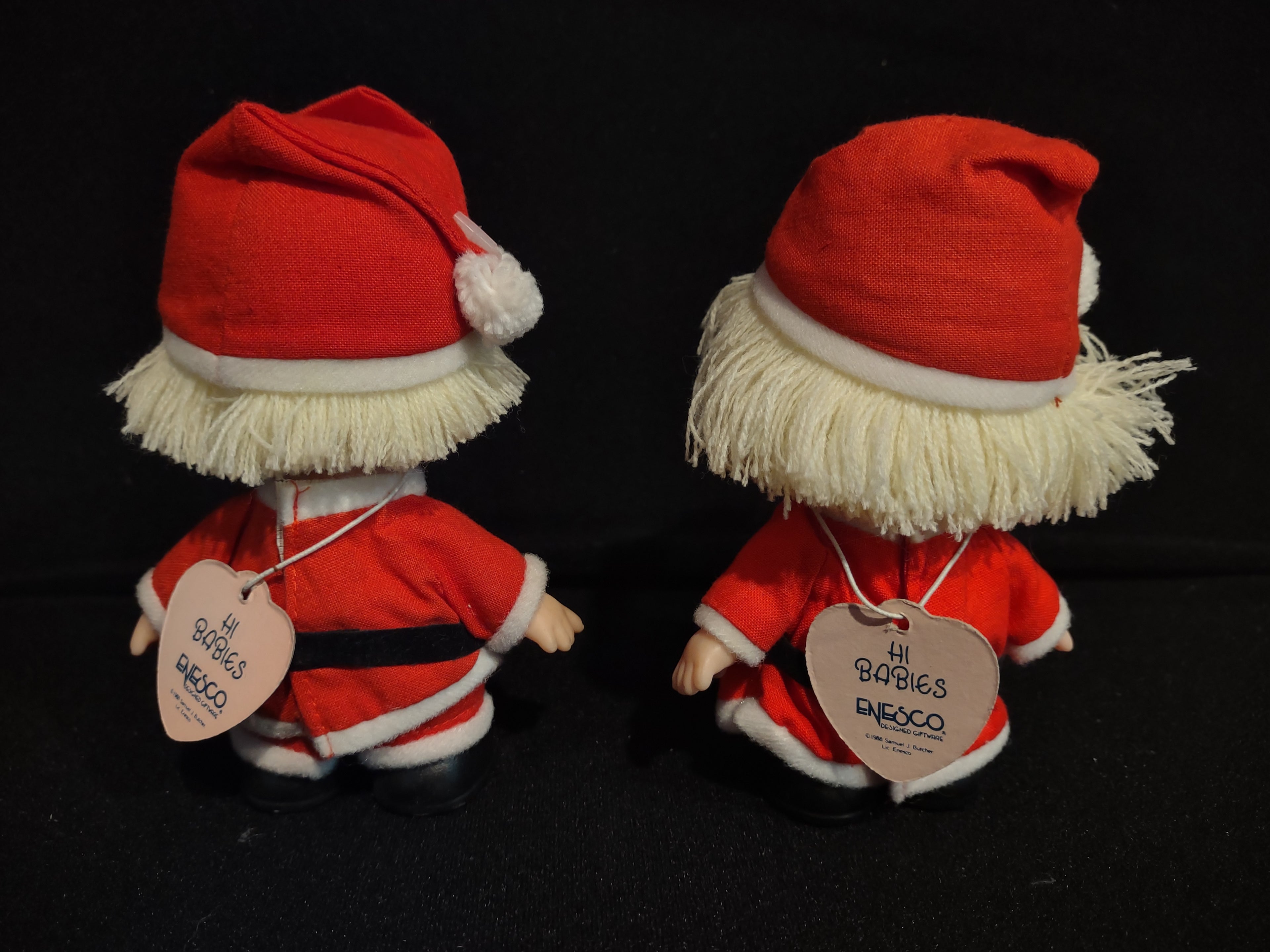 Vintage Christmas Precious Moments Hi Babies Santa Boy and Girl (lot 2446)