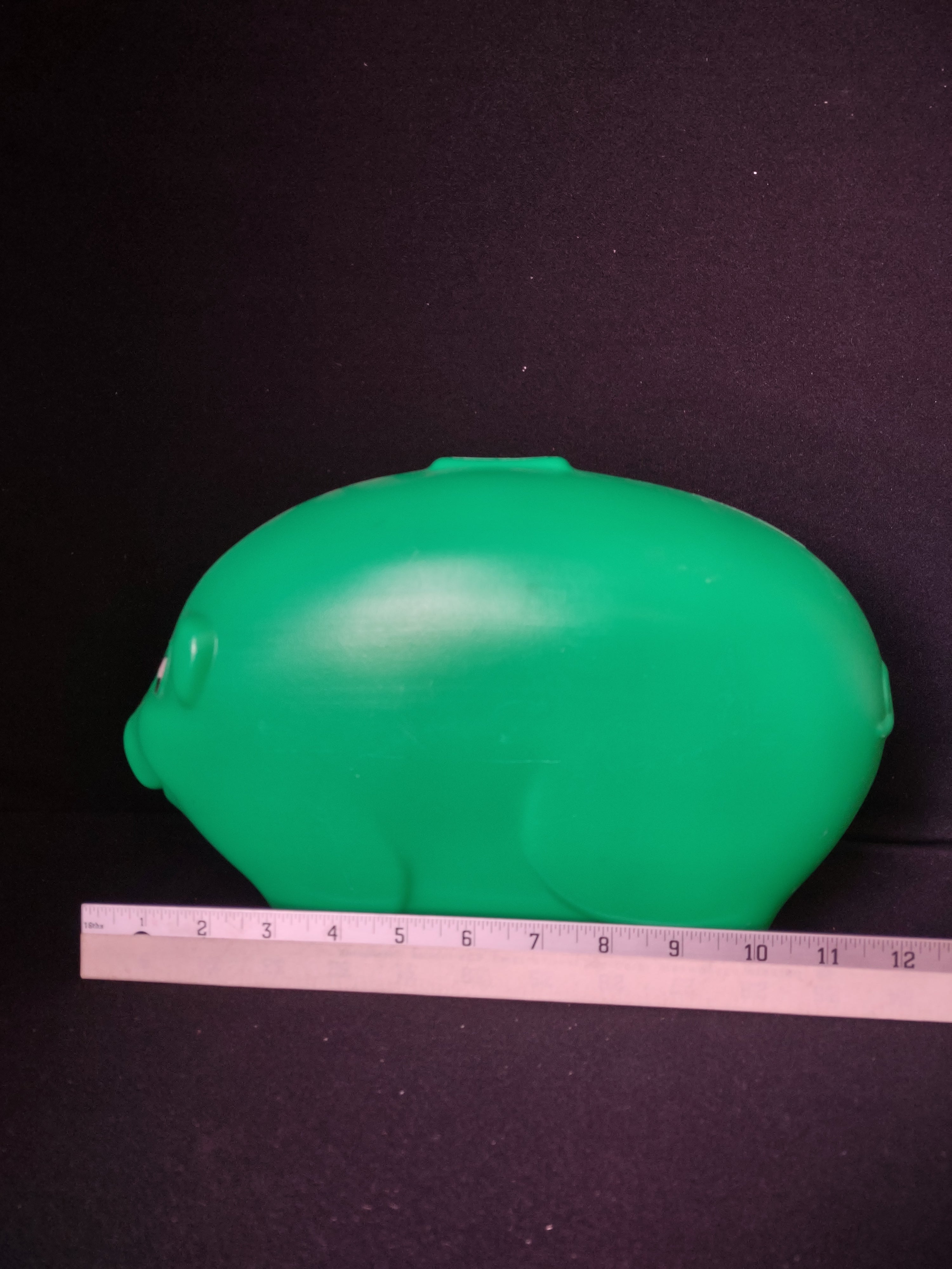 Vintage Blow Mold Green Pig Coin Piggy Bank Holds $800 Worth Quarters (lot 2677c