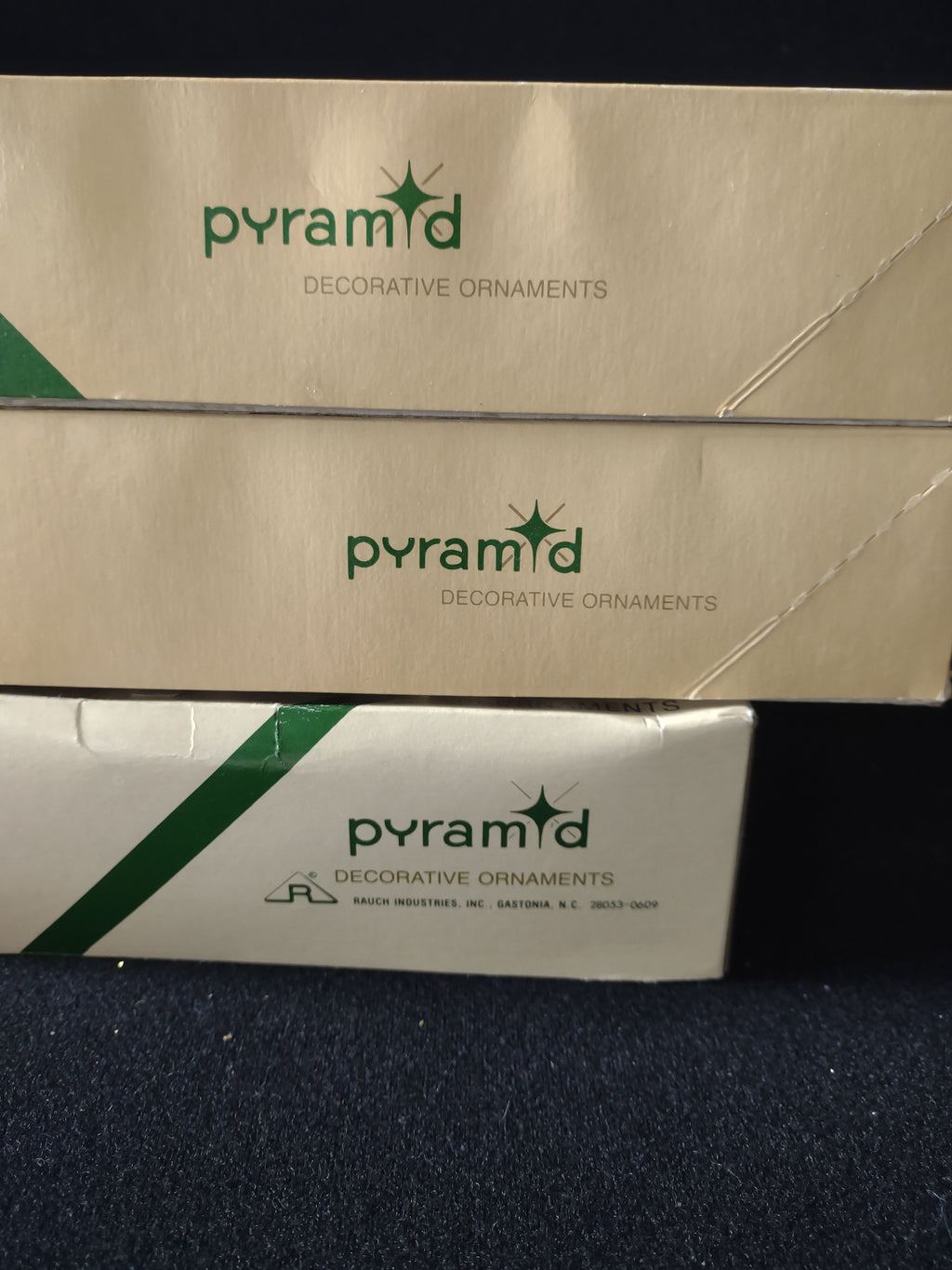 Vintage Christmas Pyramid Gold Ornament Original Box 36 Small 11 Large (Lot 4627