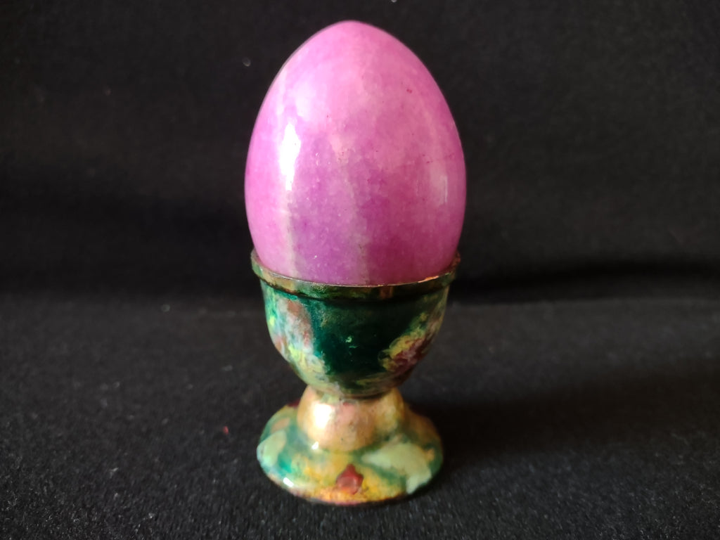 Vintage Dyed Pink Polished Stone Egg Metal Luster Glazed Chalice (Lot 5075)