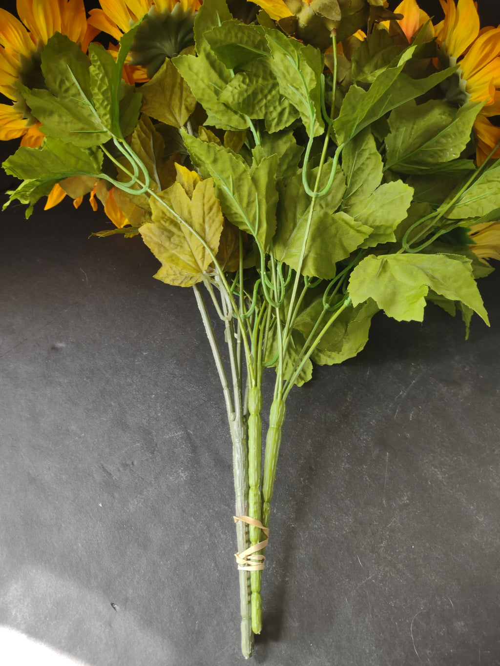 Thanksgiving Fall Vintage Silk Sunflowers Gold Yellow Petals 3 Twigs (Lot 3529)