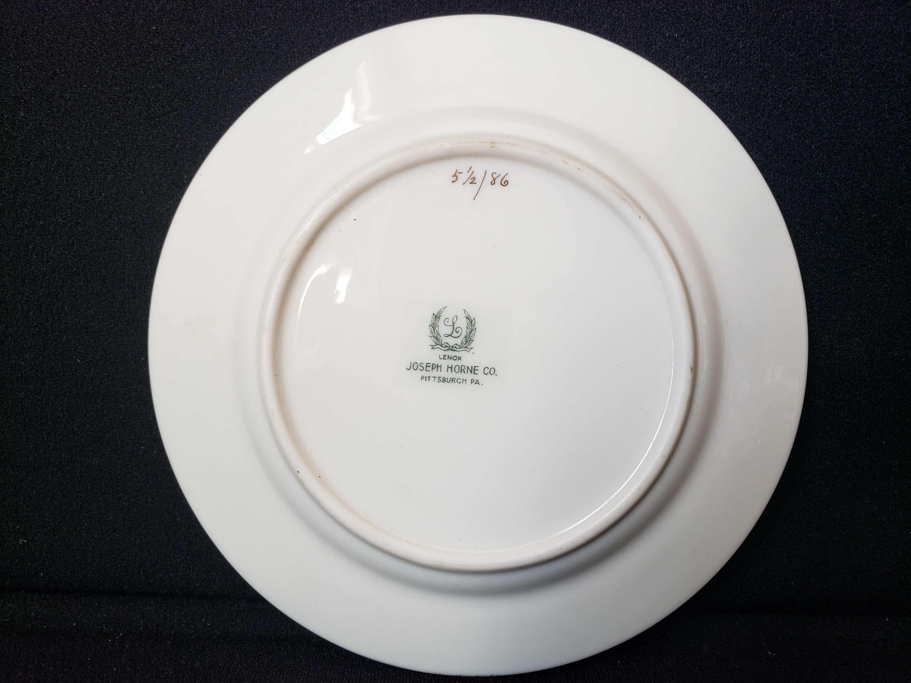 Vintage Lenox Bread or Dessert Plate Green Stamp Joseph Horne 6-1/4" (lot 1989)