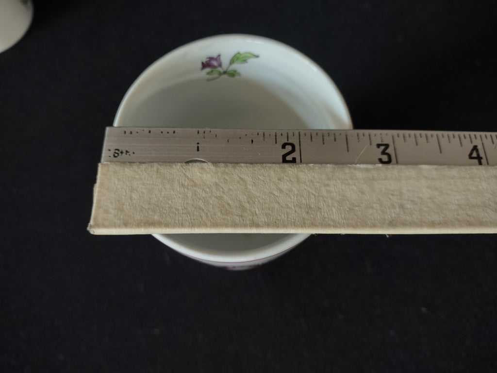 Vintage Ceramic Set of 3 Egg Cups Pink Floral Peonies (lot 5278)