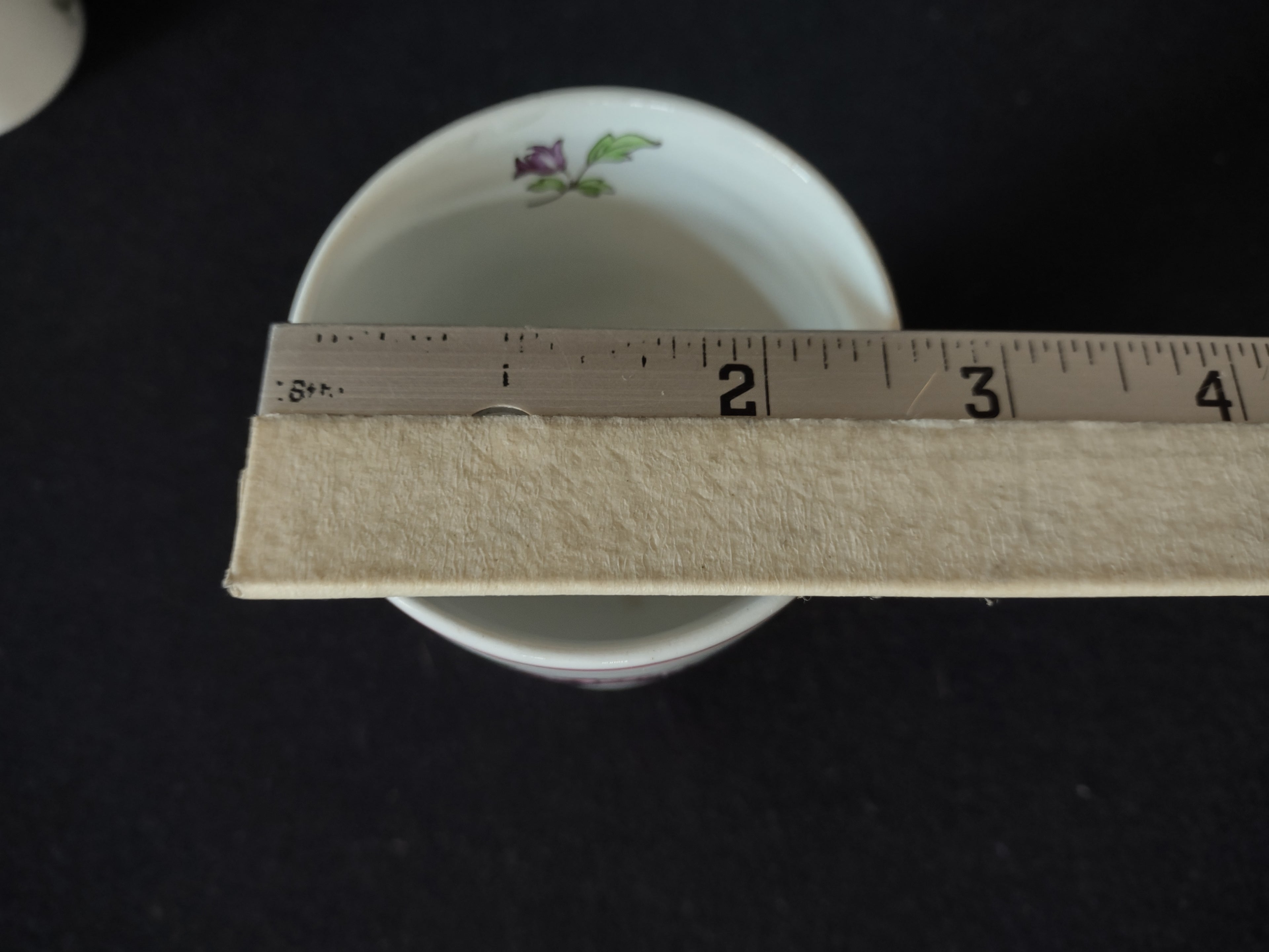 Vintage Ceramic Set of 3 Egg Cups Pink Floral Peonies (lot 5278)