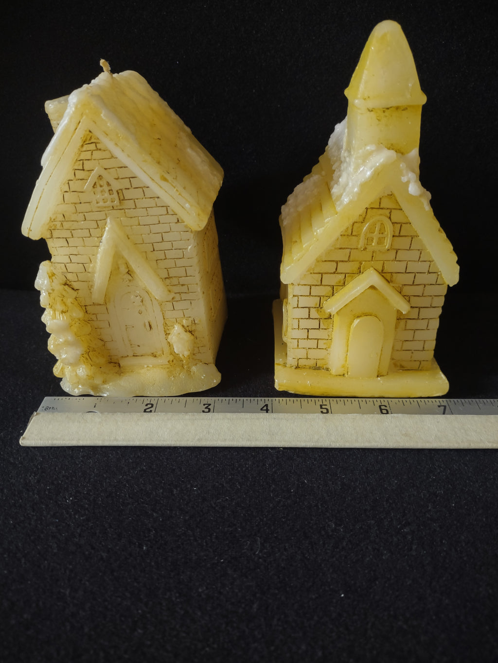 Vintage Christmas/Winter Church Candle Set Of 2 (Lot 4205)
